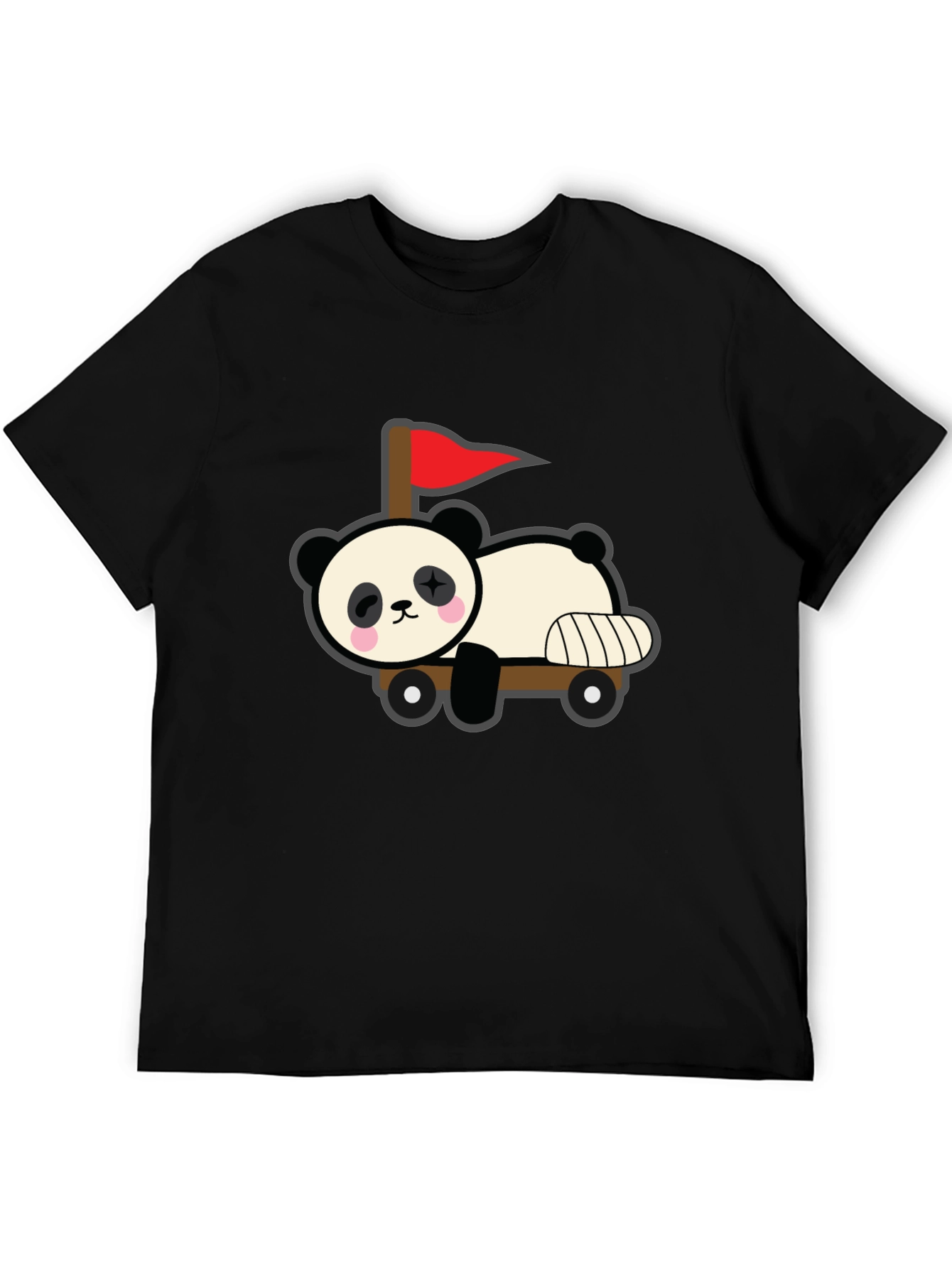 Black Cute Panda Car T-Shirt - Black view 5