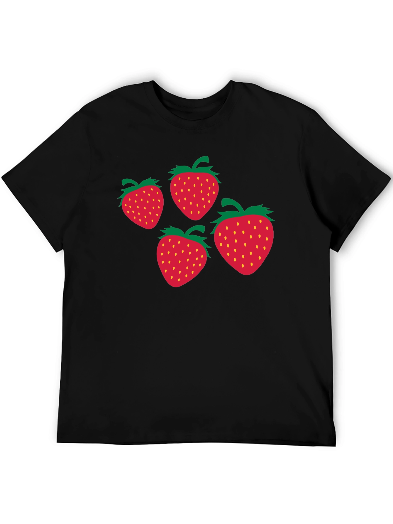 Black Strawberry Print Black T-Shirt view 5