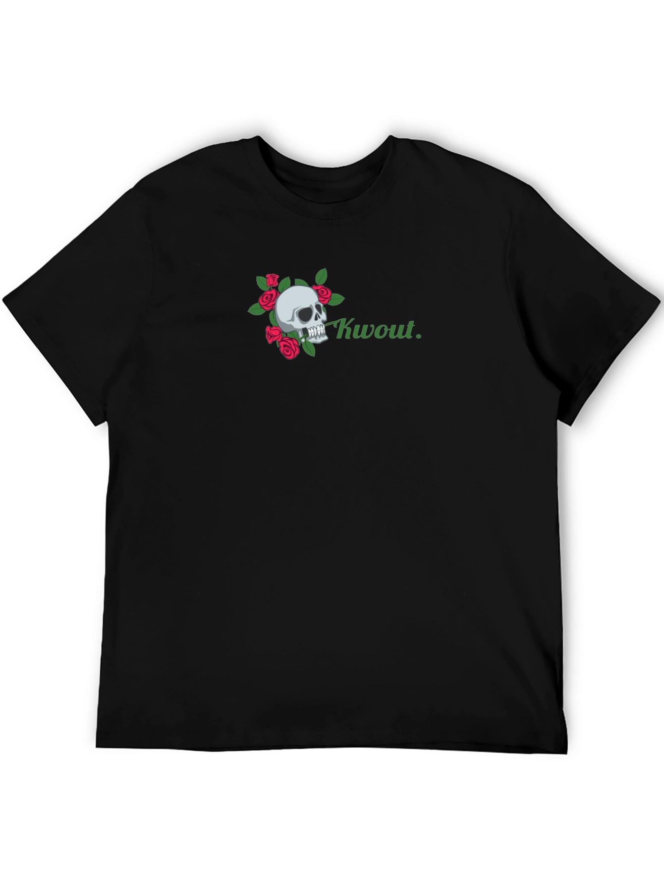 Black Skull & Roses Graphic Tee - 'Kwout' Design view 5