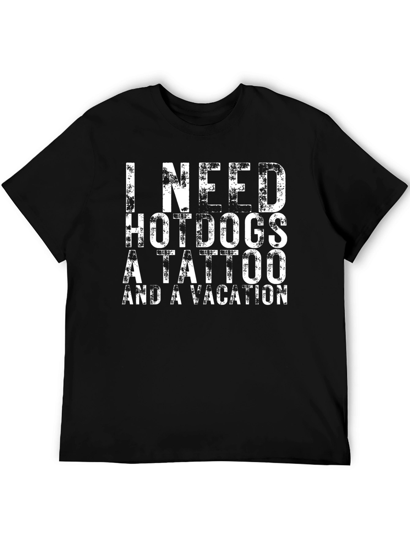 Black I Need Hotdogs, a Tattoo & a Vacation Black T-Shirt view 5