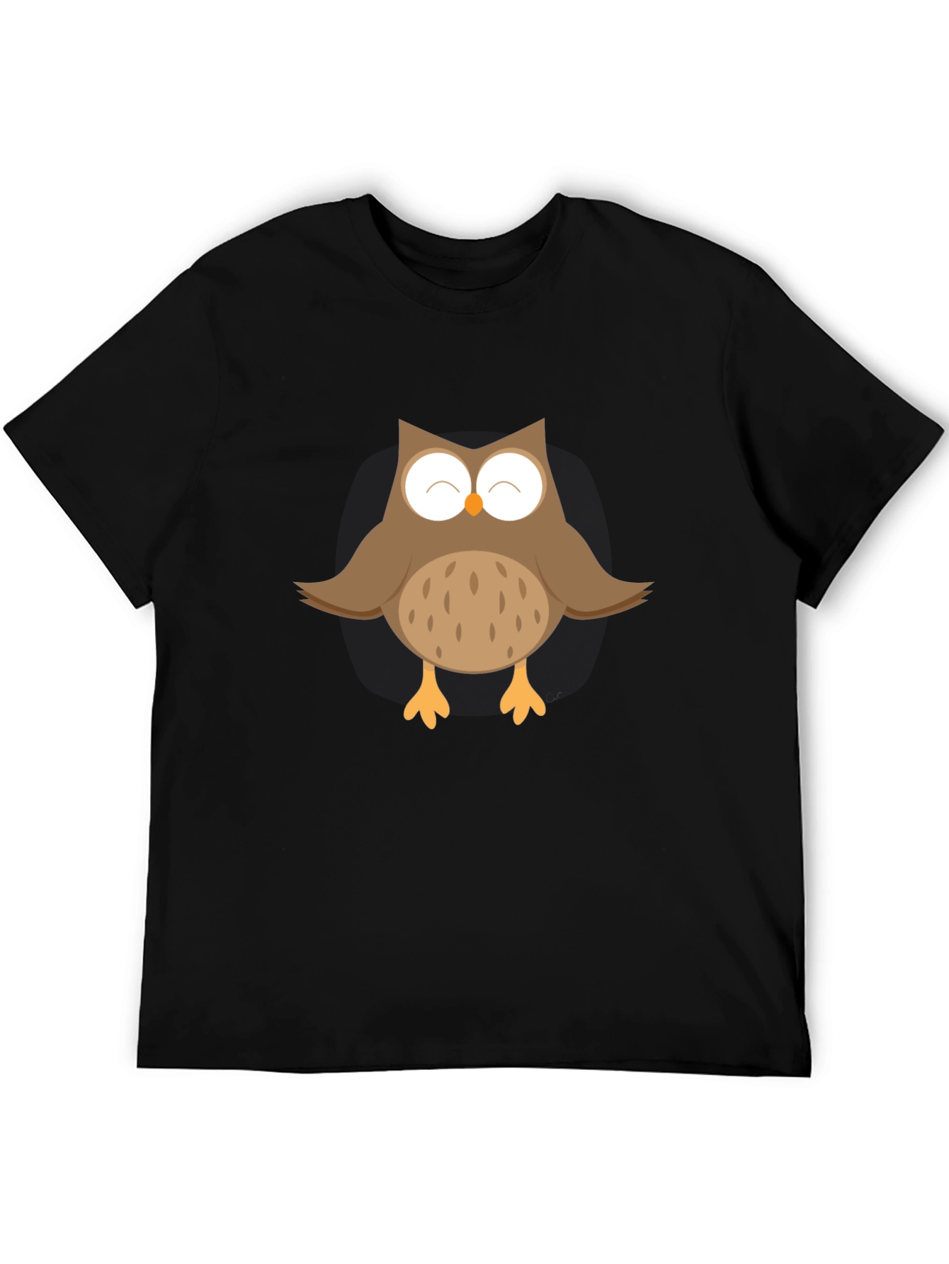 Black Cute Owl Graphic Black T-Shirt view 5