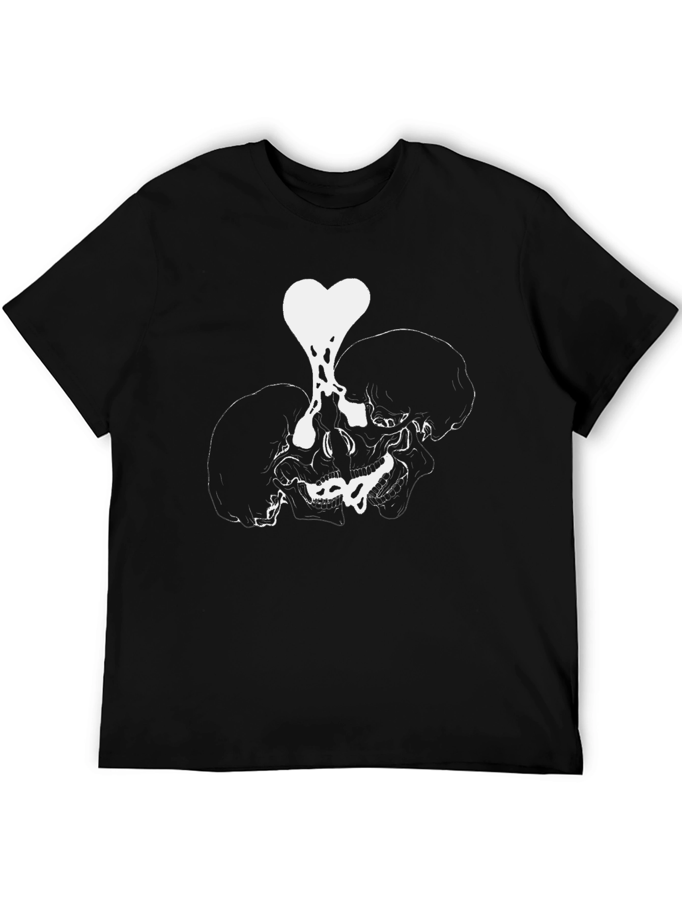 Black Skull Heart Graphic Tee - Black view 5