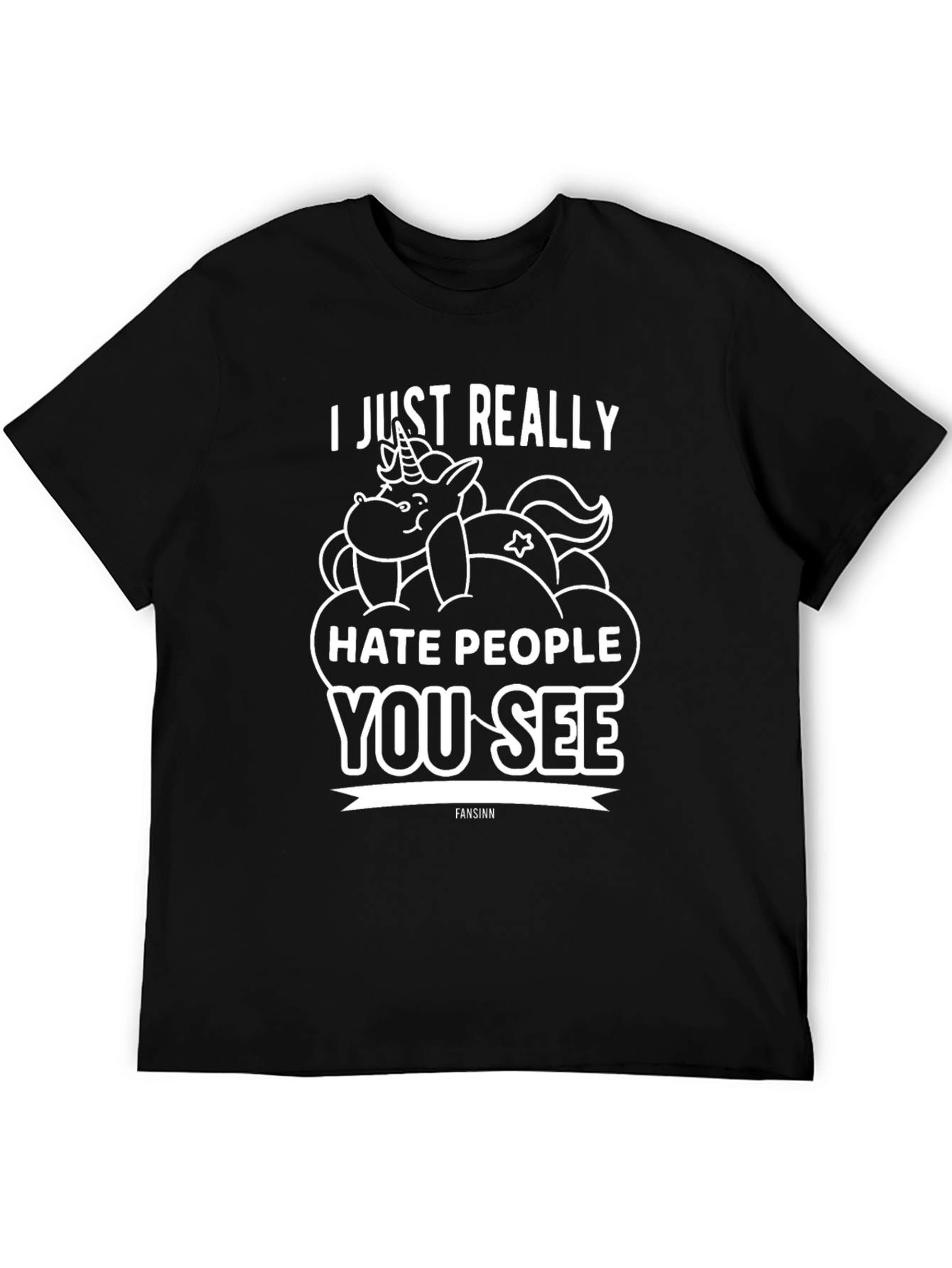 Black I Hate People Unicorn Graphic T-Shirt - Black view 5