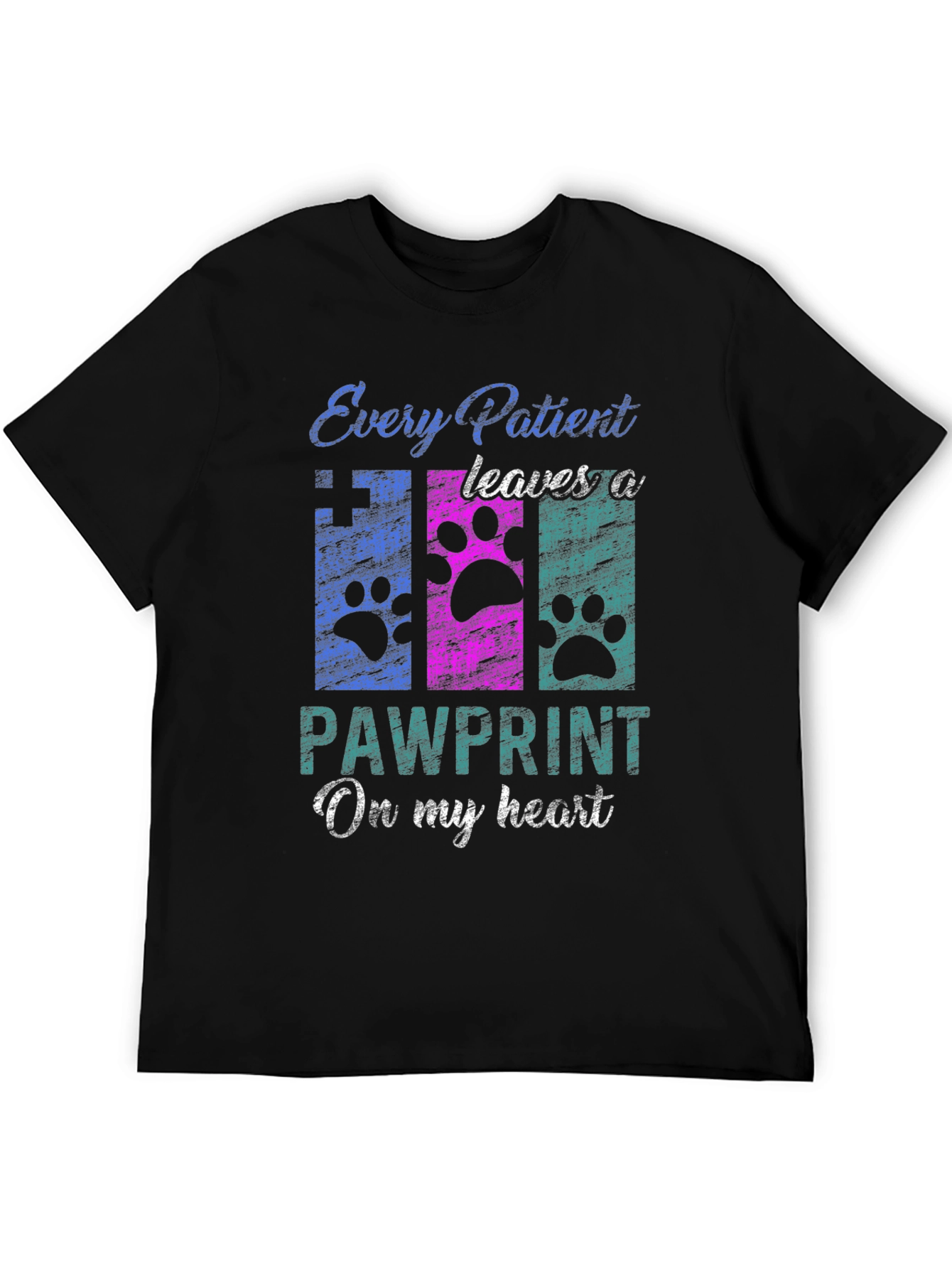 Black Pawprint Heart T-Shirt - Veterinary Love! view 5