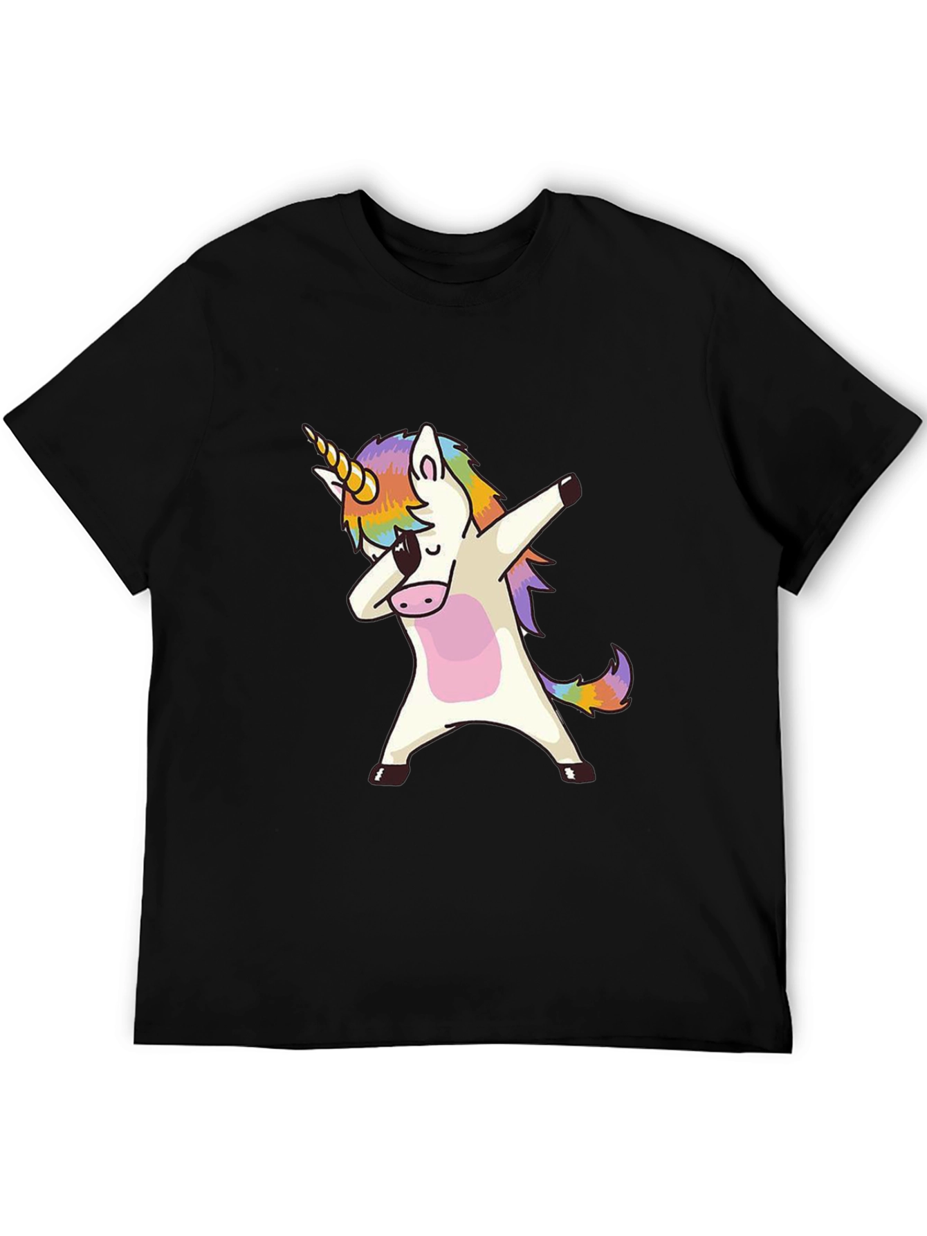 Black Dabbing Unicorn Graphic Tee - Black view 5
