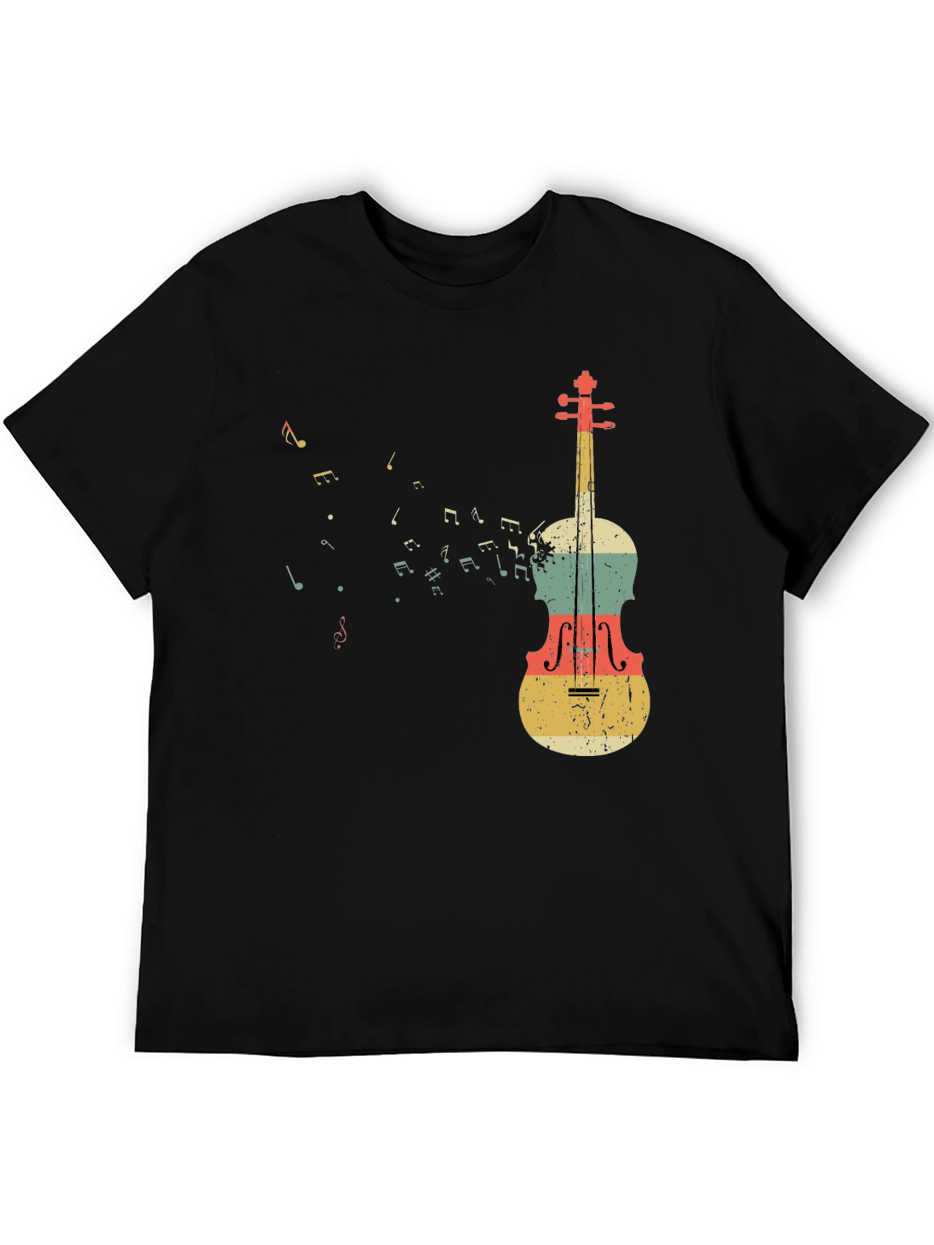 Black Musical Notes & Violin Graphic T-Shirt view 5