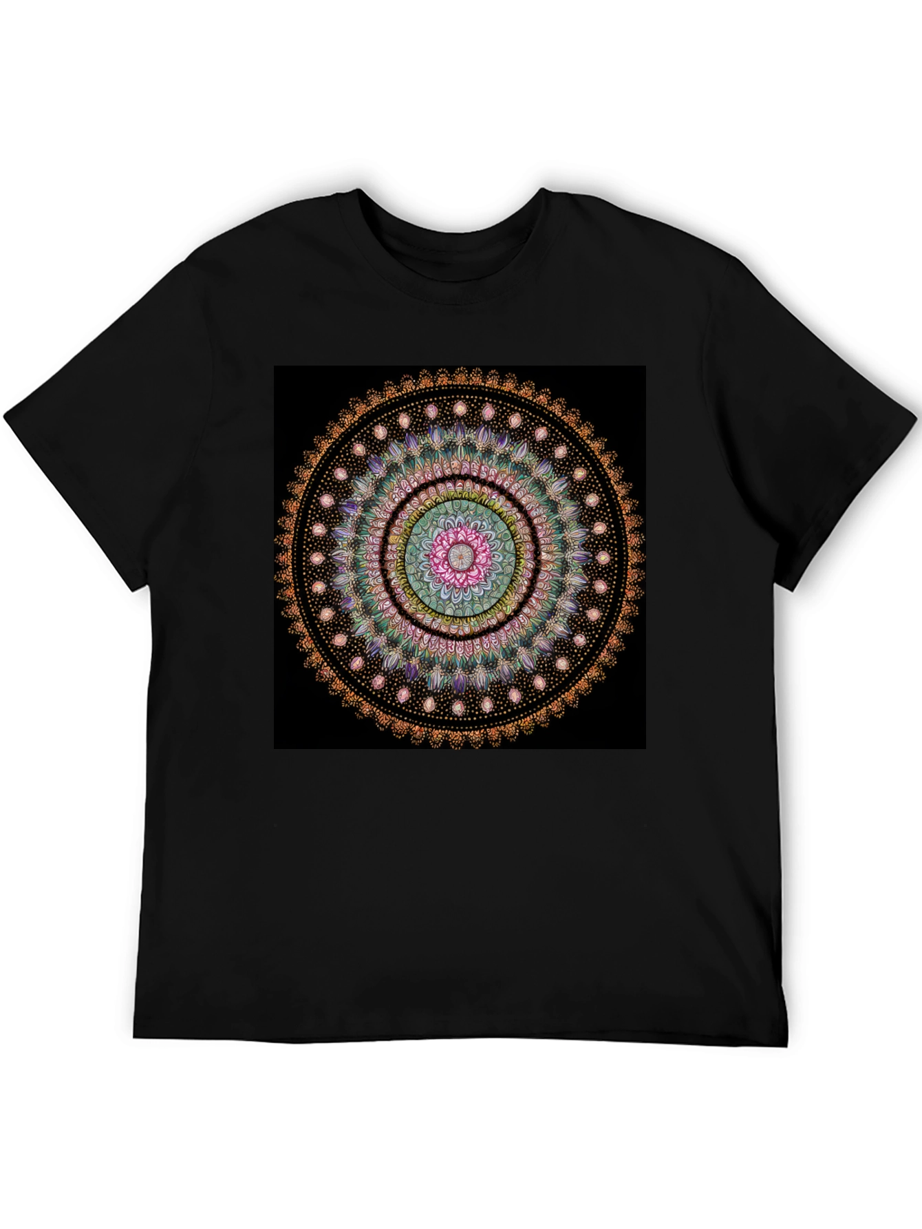 Black Mandala Art Black T-Shirt view 5