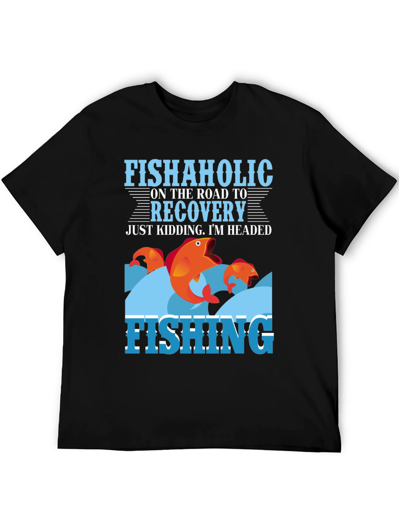 Black Fishaholic Fishing T-Shirt - Funny Fishing Tee view 5