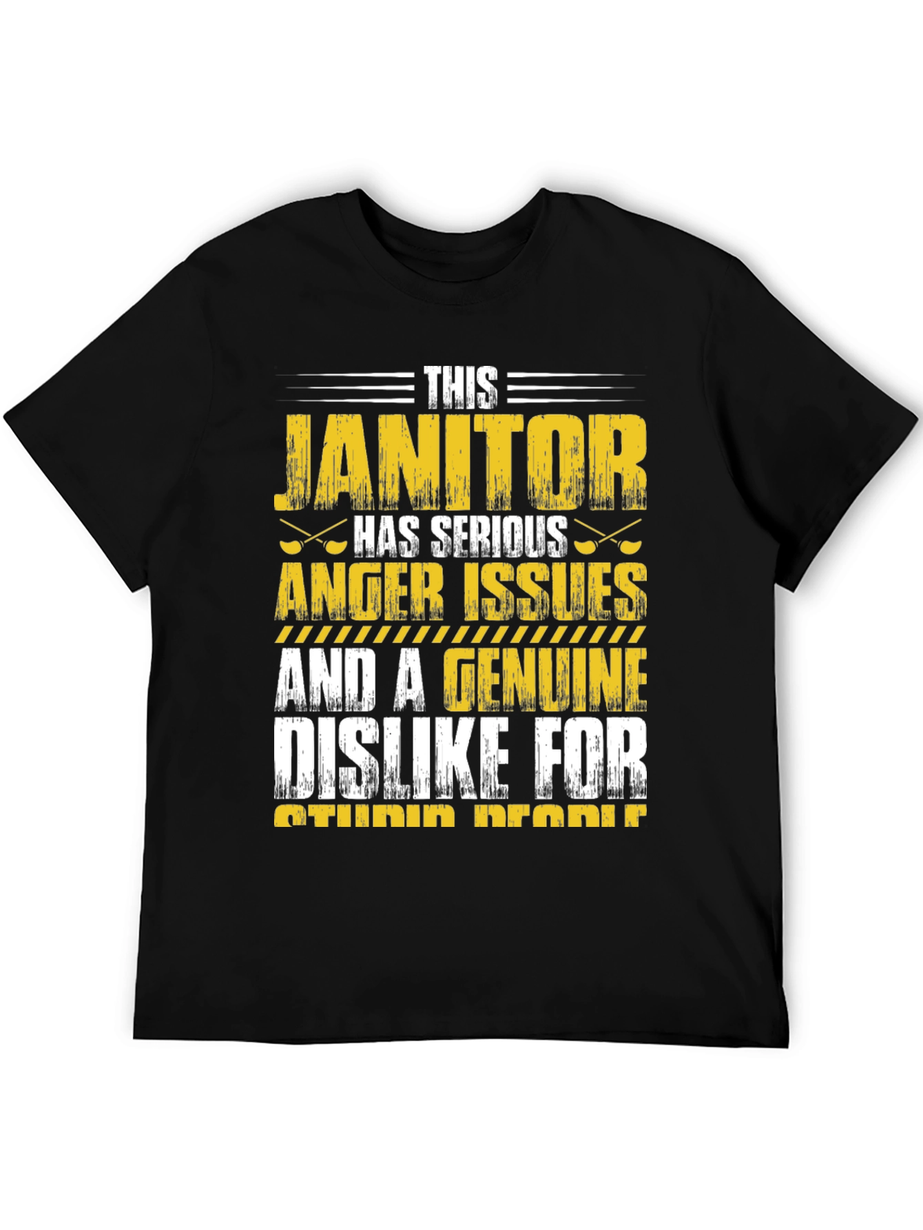 Black Janitor Anger Issues Graphic T-Shirt view 5