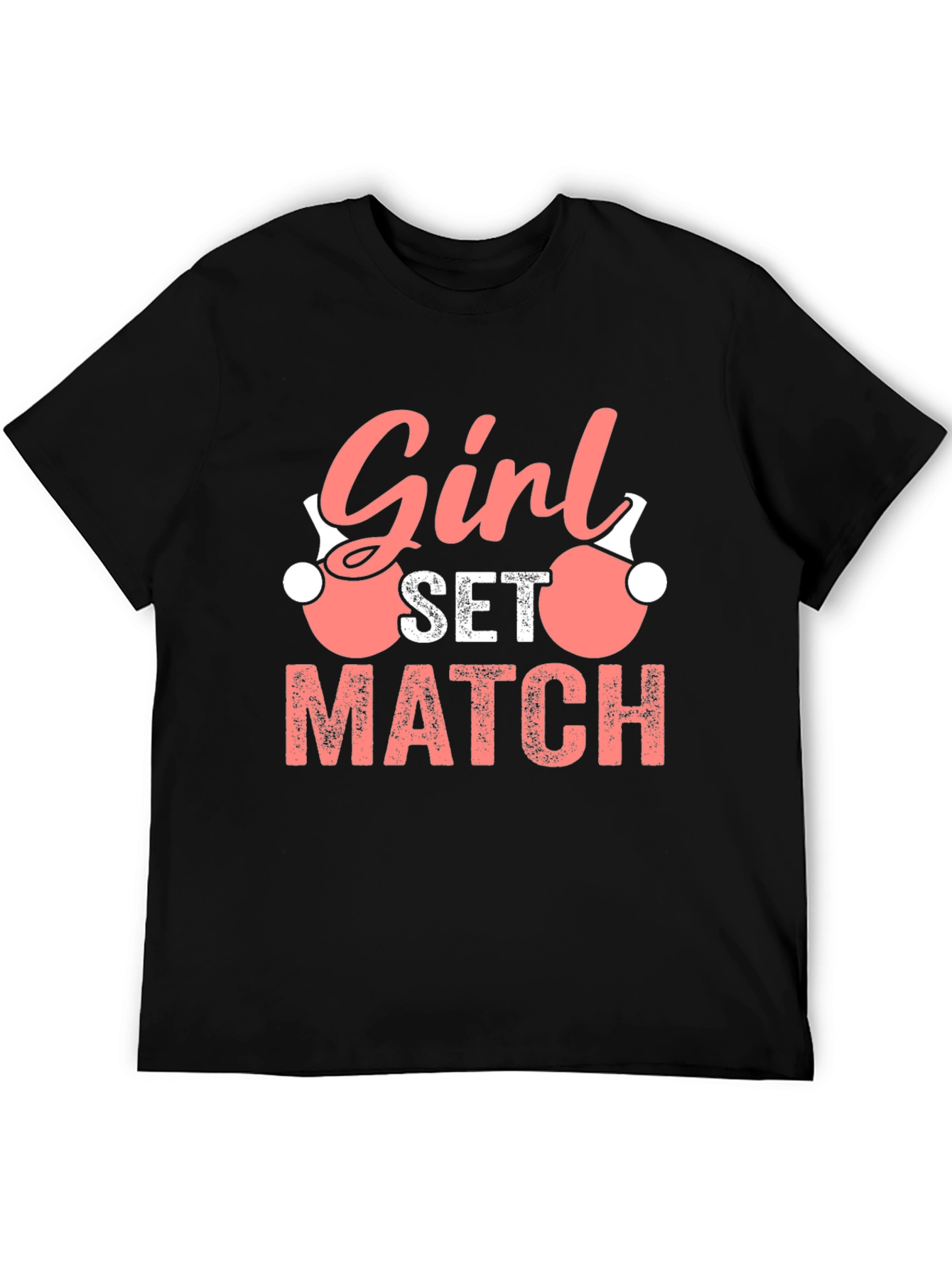 Black Girl Set Match T-Shirt - Ping Pong Volleyball Tee view 5