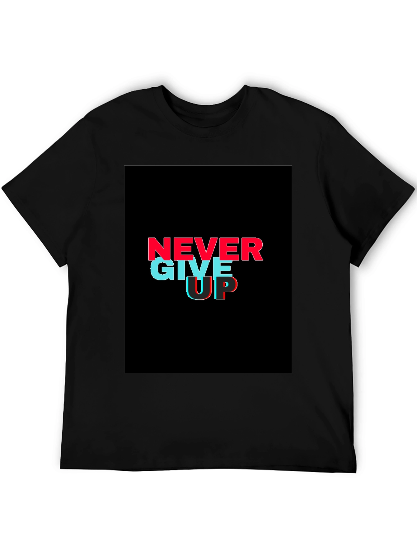 Black Never Give Up Graphic Tee - Black view 5