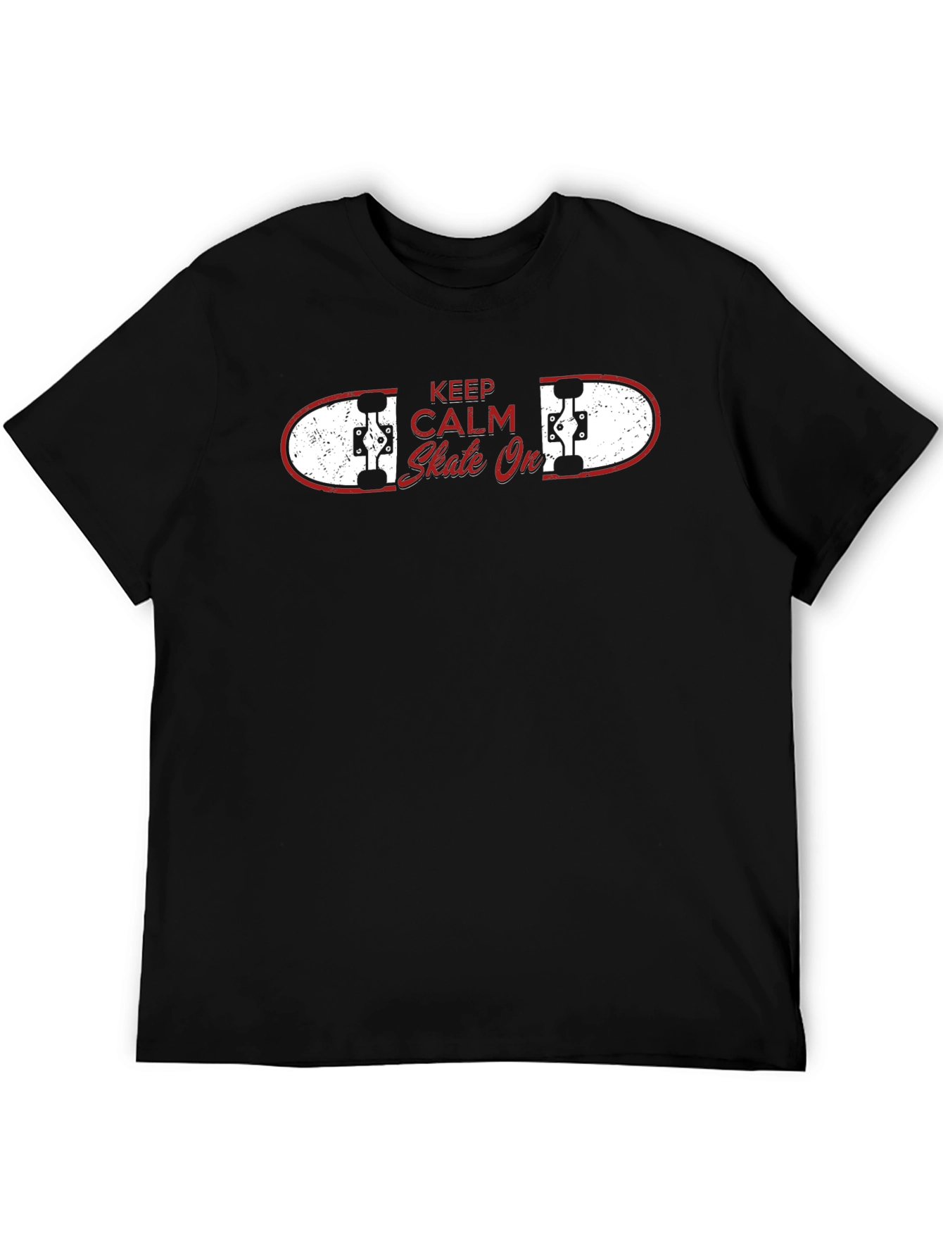 Black Keep Calm Skate On Black T-Shirt view 5