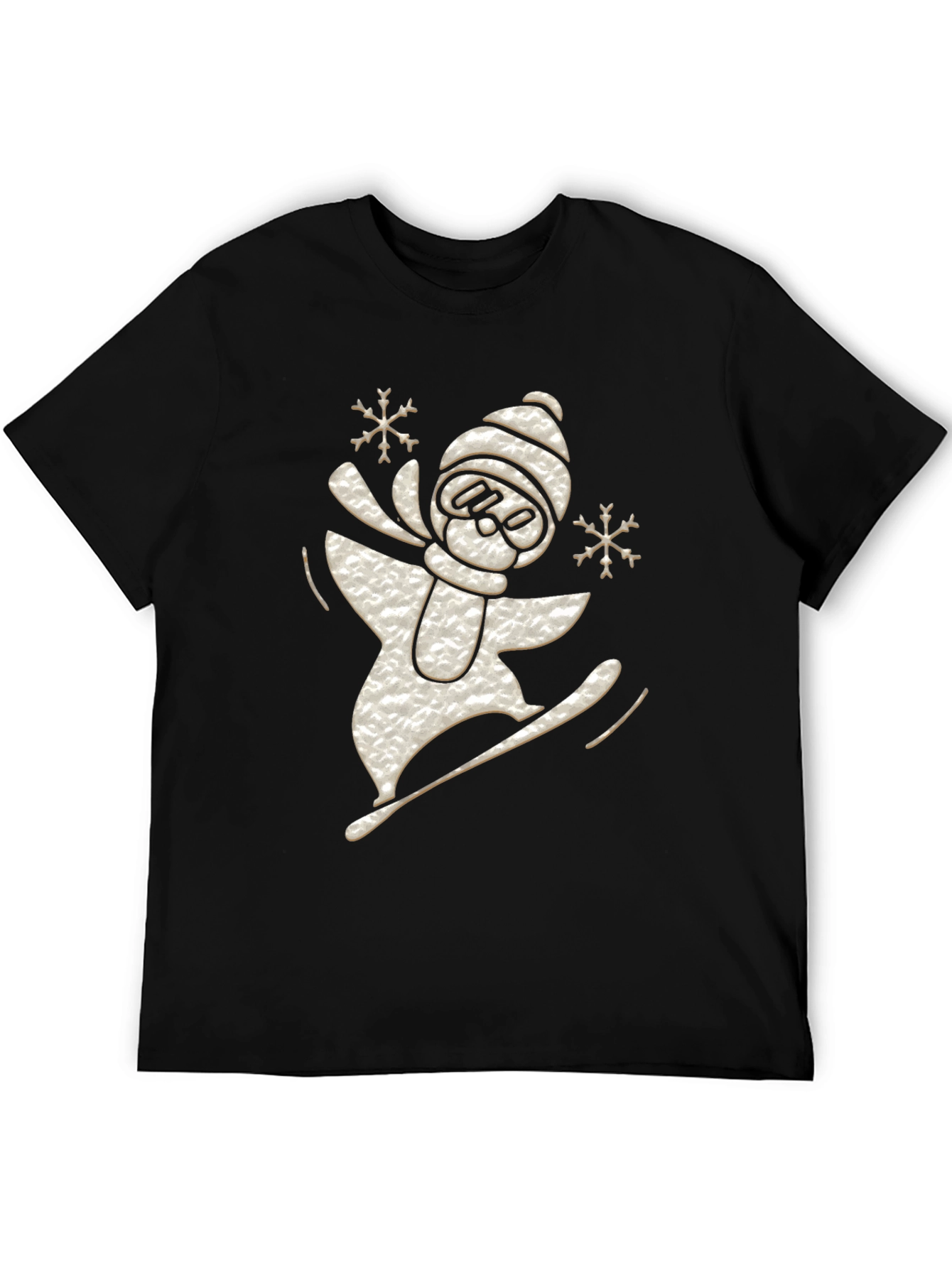 Black Snowboarder Snowman Graphic Tee view 5