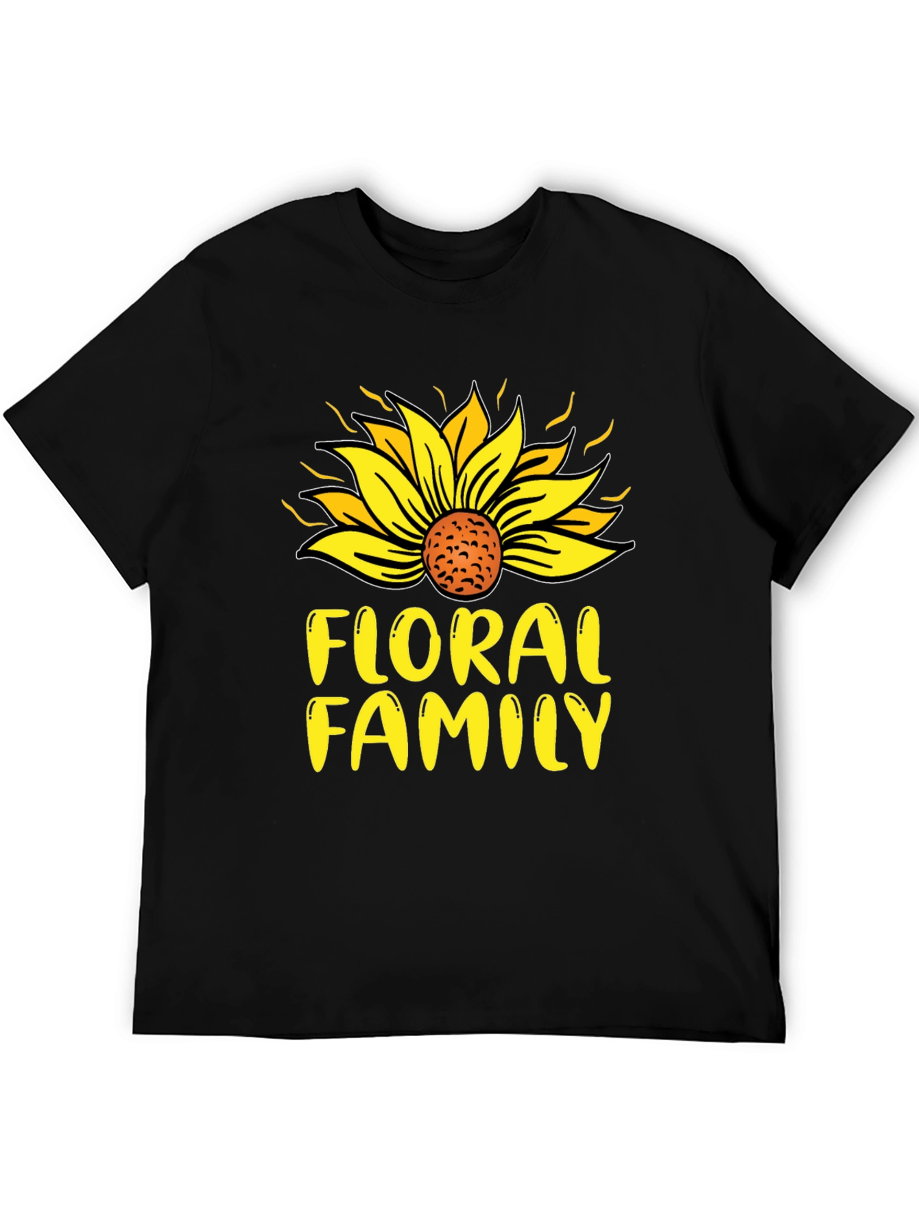Black Floral Family Sunflower T-Shirt view 5