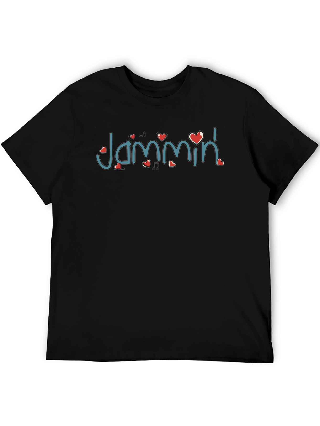 Black Jammin' Heart Graphic Black T-Shirt view 5
