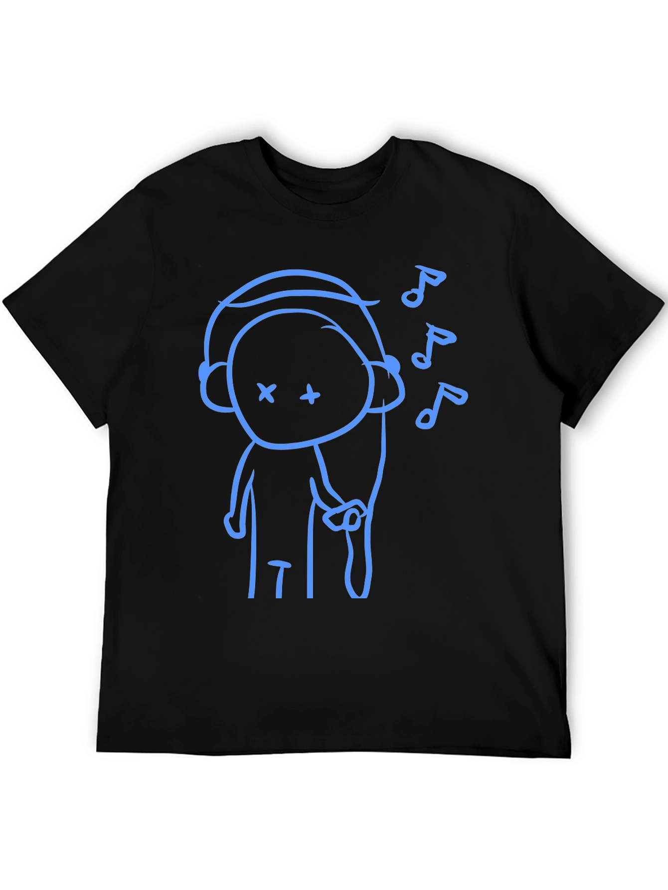 Black Black T-Shirt with Blue Music Lover Graphic view 5