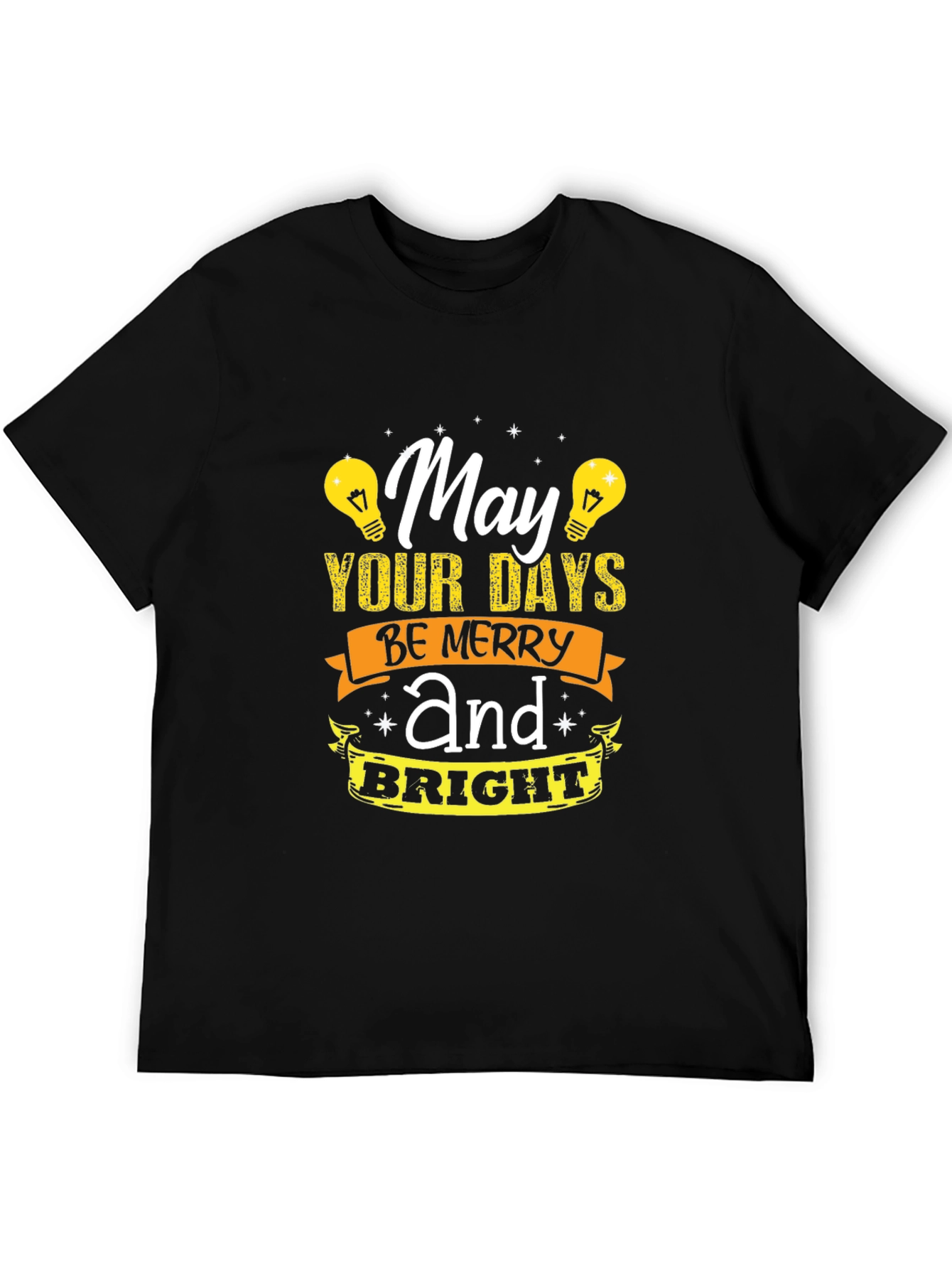 Black May Your Days Be Merry and Bright Graphic T-Shirt view 5