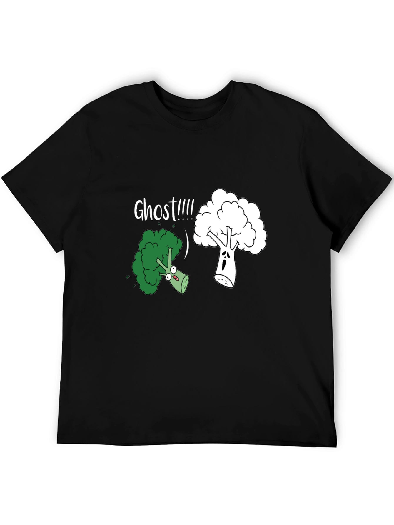 Black Broccoli Ghost Funny Graphic T-Shirt view 5