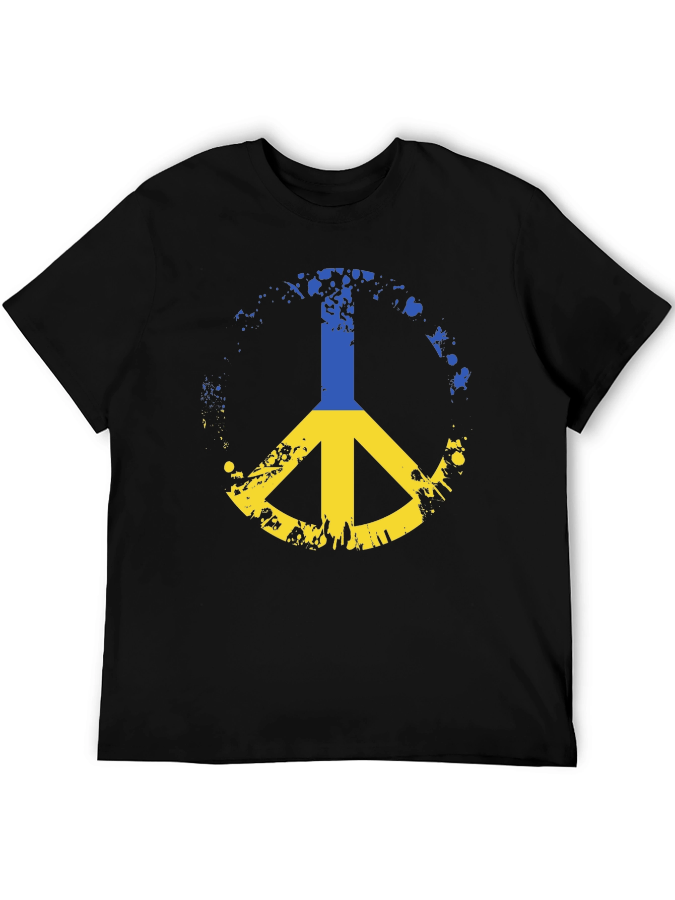 Black Ukraine Peace Sign Black T-Shirt view 5