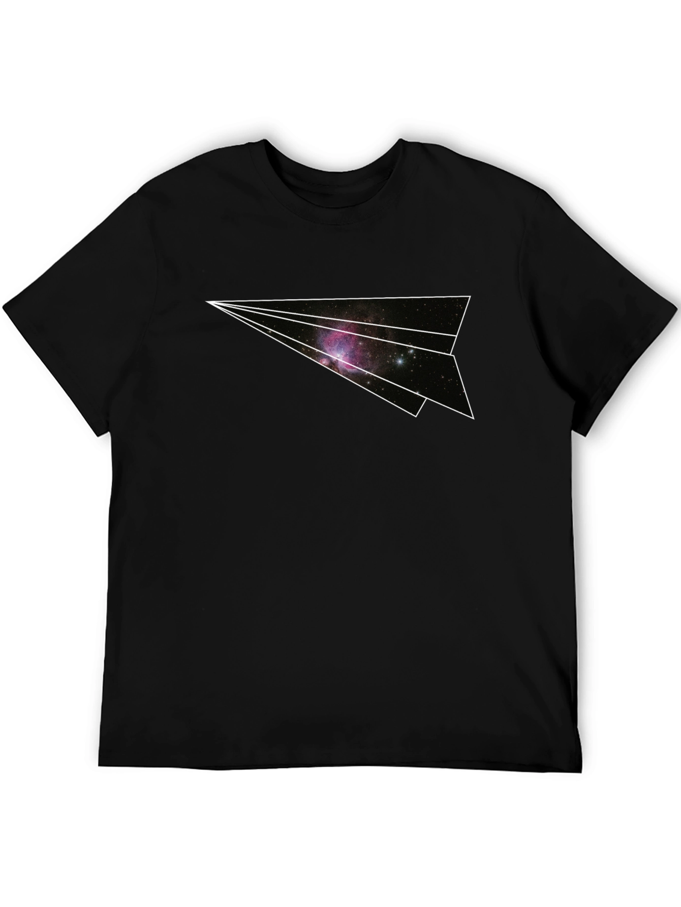 Black Galaxy Paper Airplane Graphic Tee - Black view 5