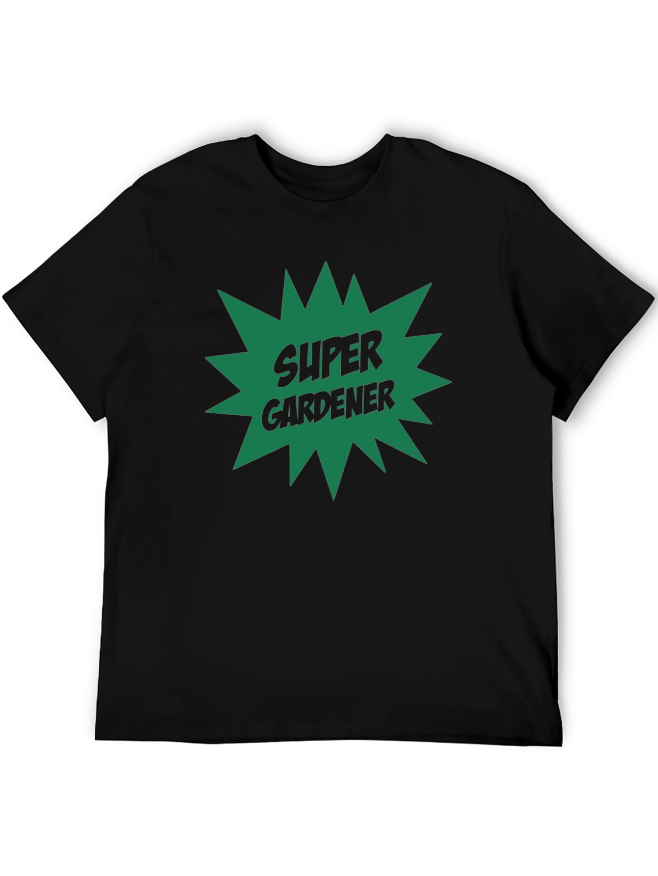 Black Super Gardener T-Shirt - Black Crew Neck Tee view 5
