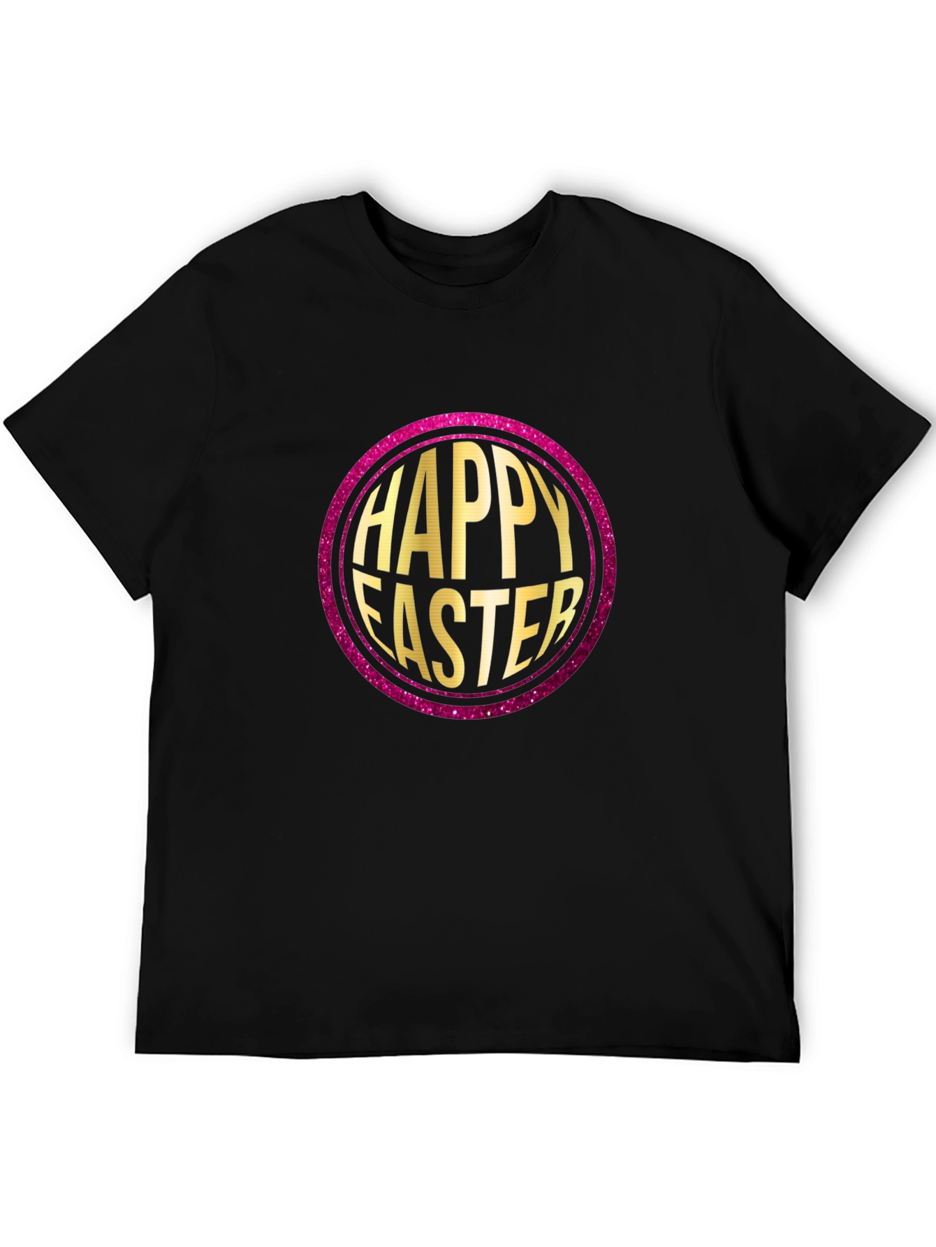Black Happy Easter Graphic Print Crew Neck T-Shirt view 5