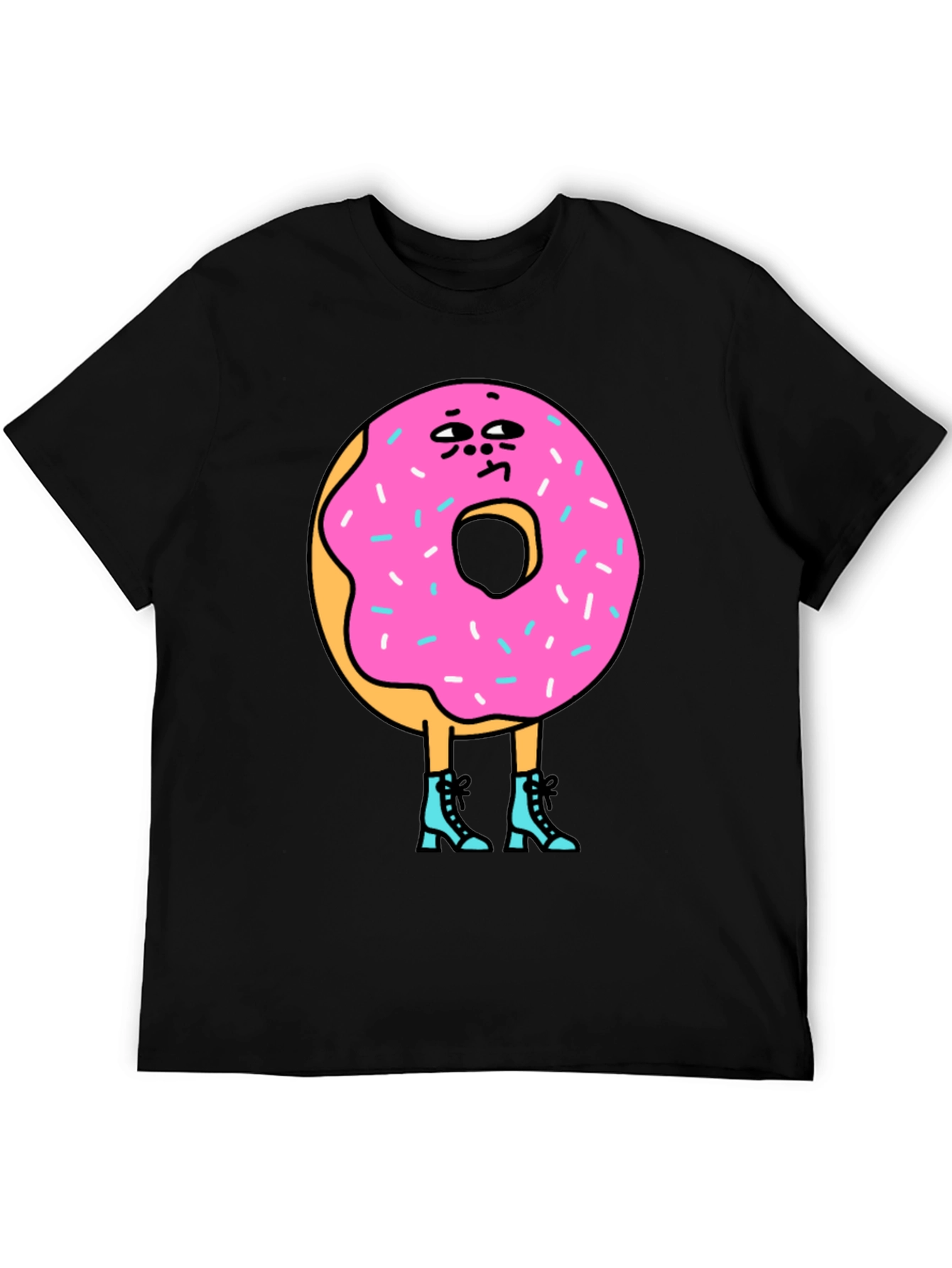 Black Donut Character Graphic T-Shirt view 5