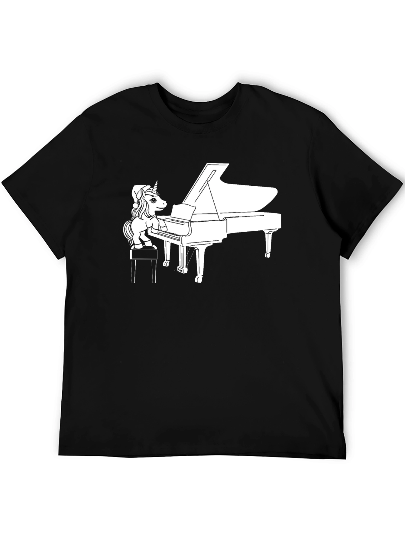 Black Unicorn Piano Player Graphic Tee - Black Cotton Blend view 5