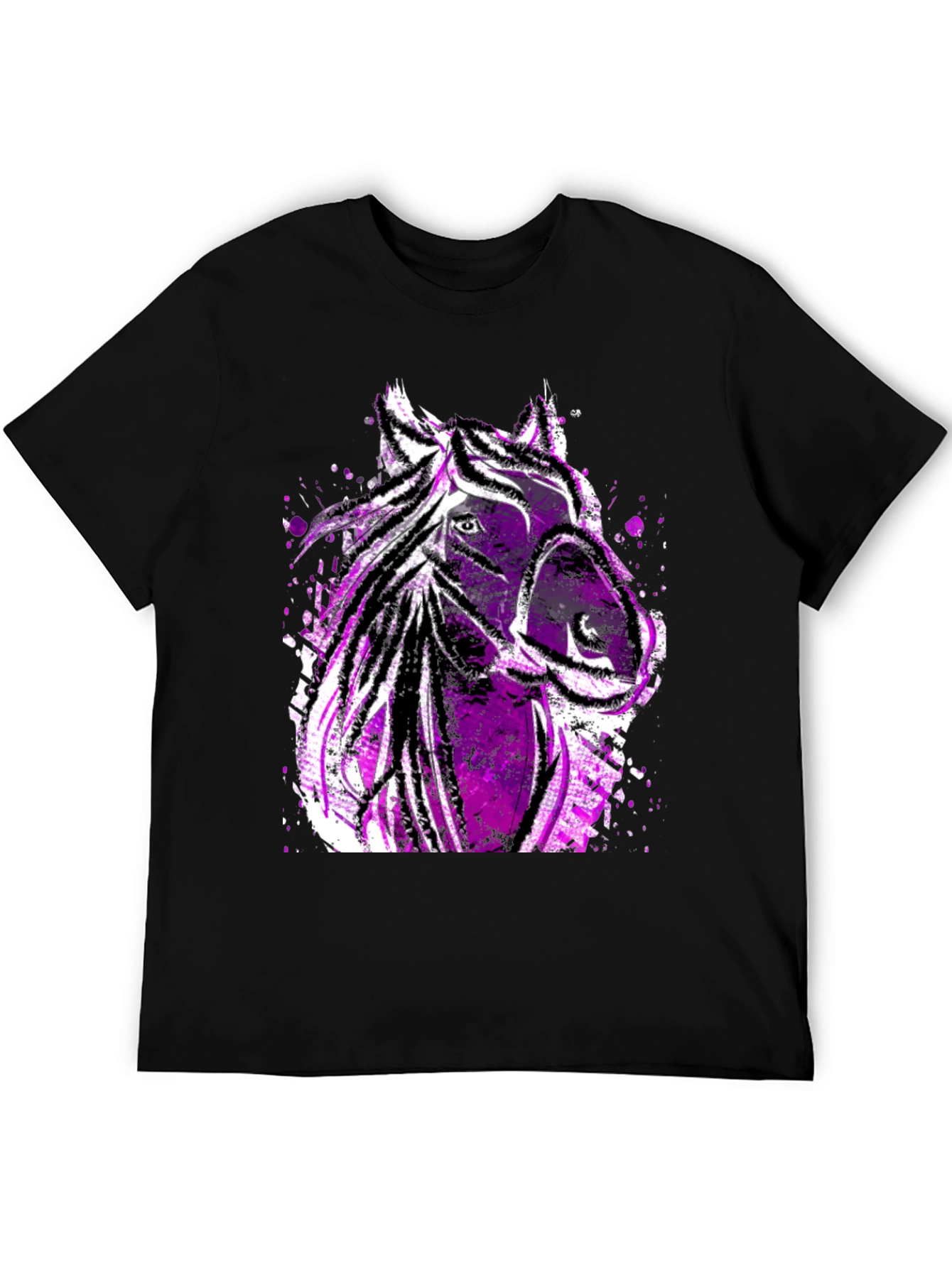 Black Abstract Horse Graphic Men's Tee - Black view 5