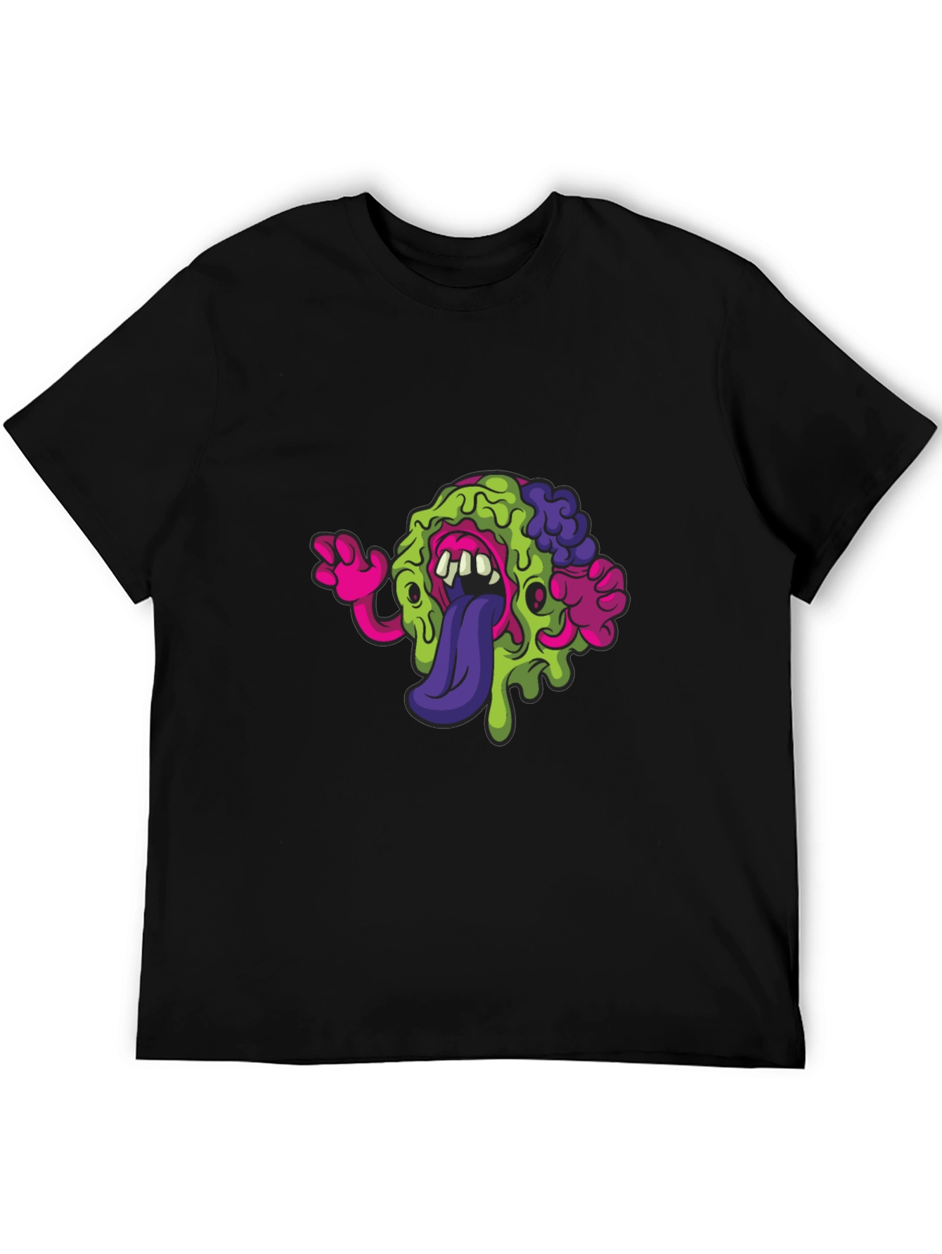 Black Monster Brain Graphic Tee - Quirky Black T-Shirt view 5