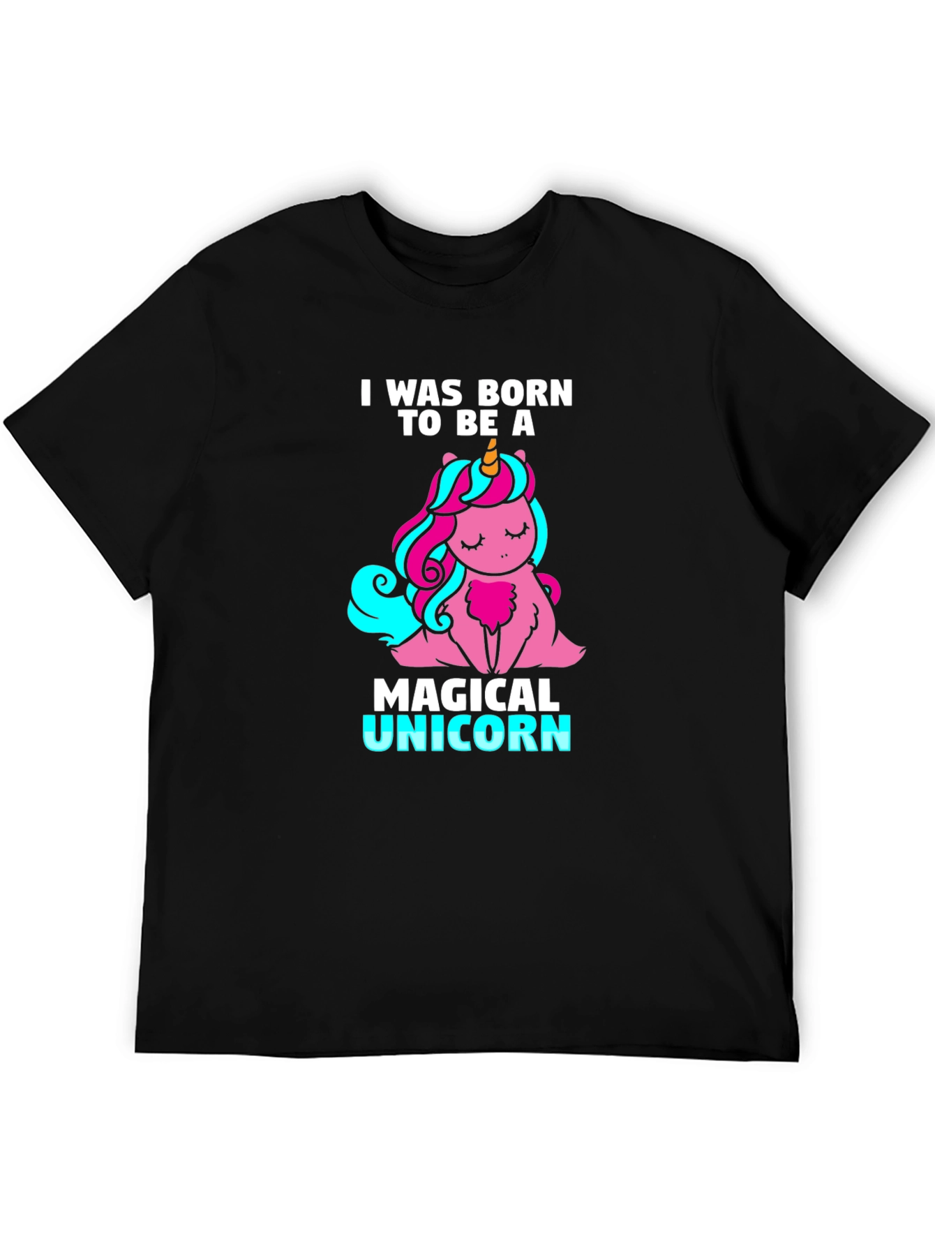 Black Magical Unicorn Graphic Tee - Born To Be A Unicorn T-Shirt view 5