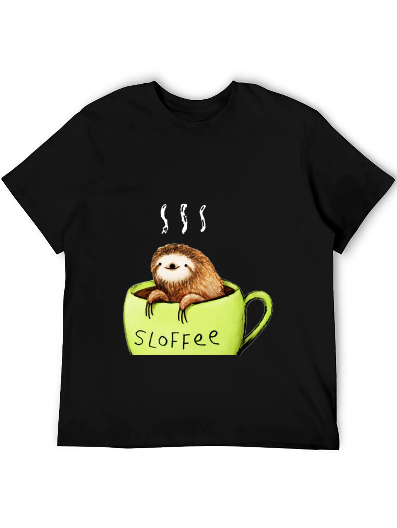 Black Funny Sloth Coffee Graphic Tee view 5