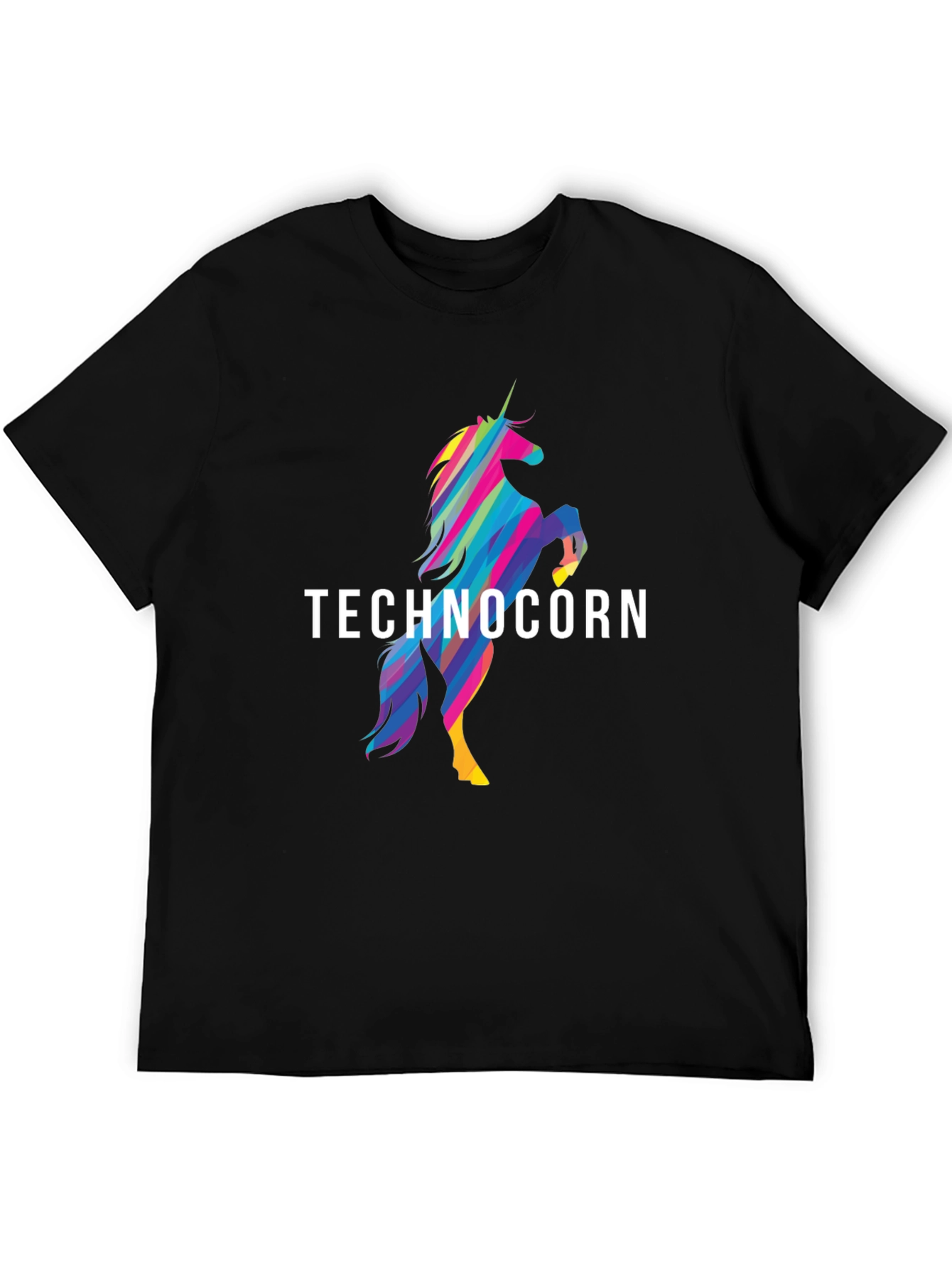 Black Technocorn Graphic T-Shirt - Black Cotton Tee view 5