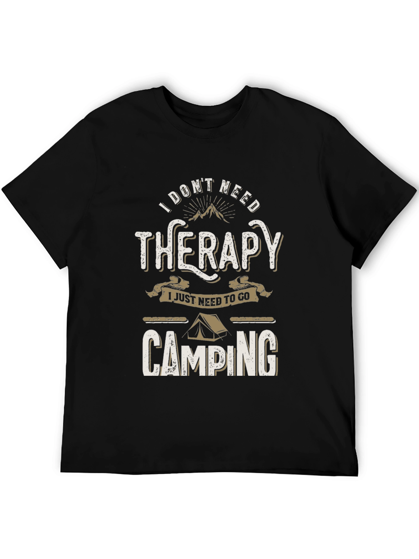 Black Camping Therapy T-Shirt - Nature Lover Tee view 5