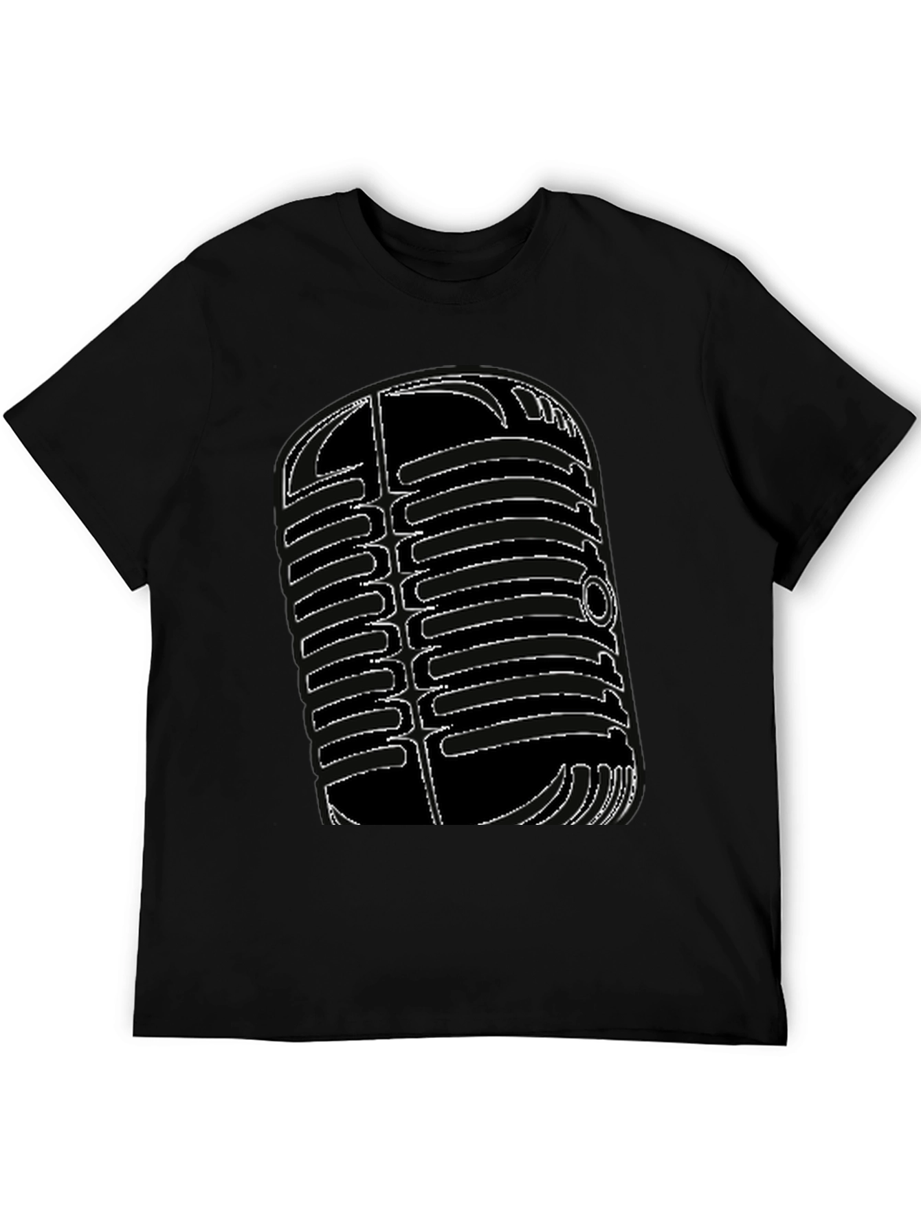 Black Vintage Microphone Graphic Tee - Classic Style view 5