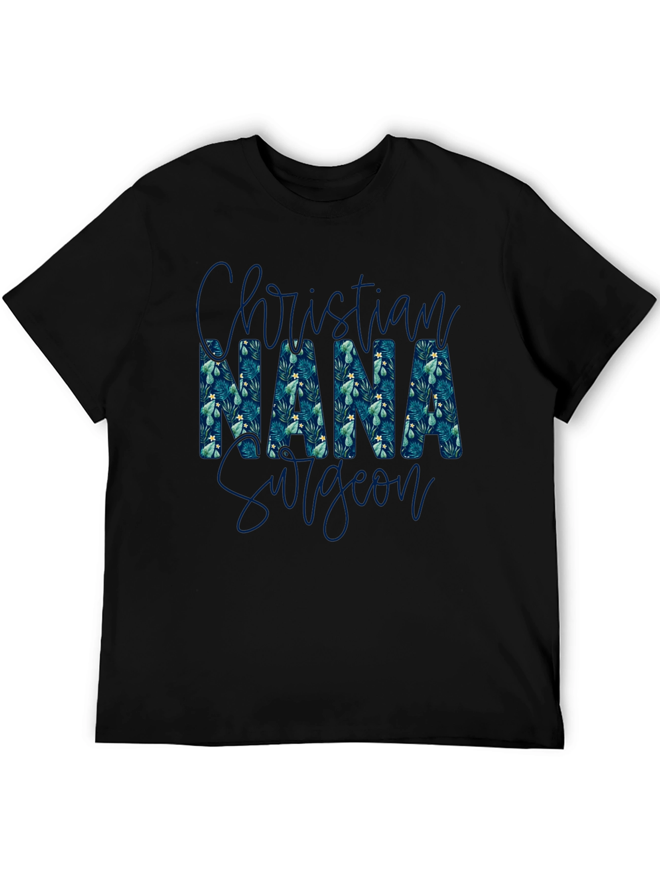 Black Christian Nana Surgeon T-Shirt - Floral Pattern view 5