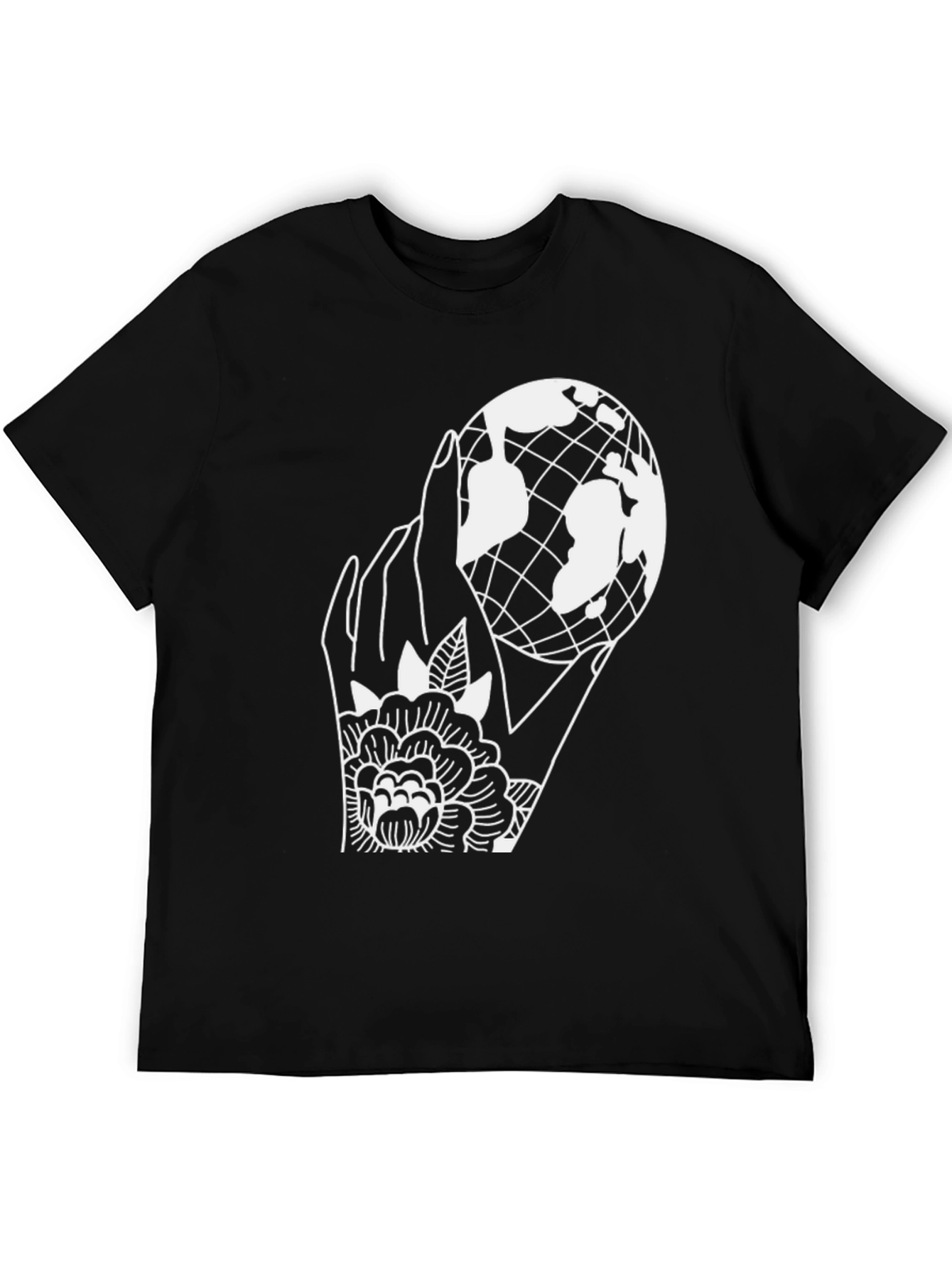 World in Hand Graphic Tee - Unisex Black T-Shirt - 5