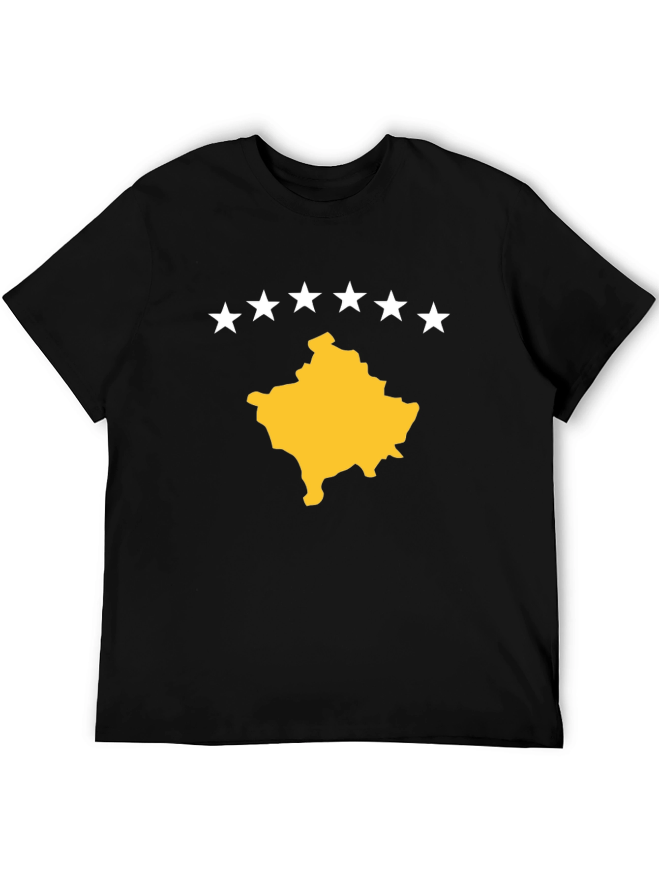 Kosovo Map T-Shirt - Black Cotton Tee with Star Design - 5