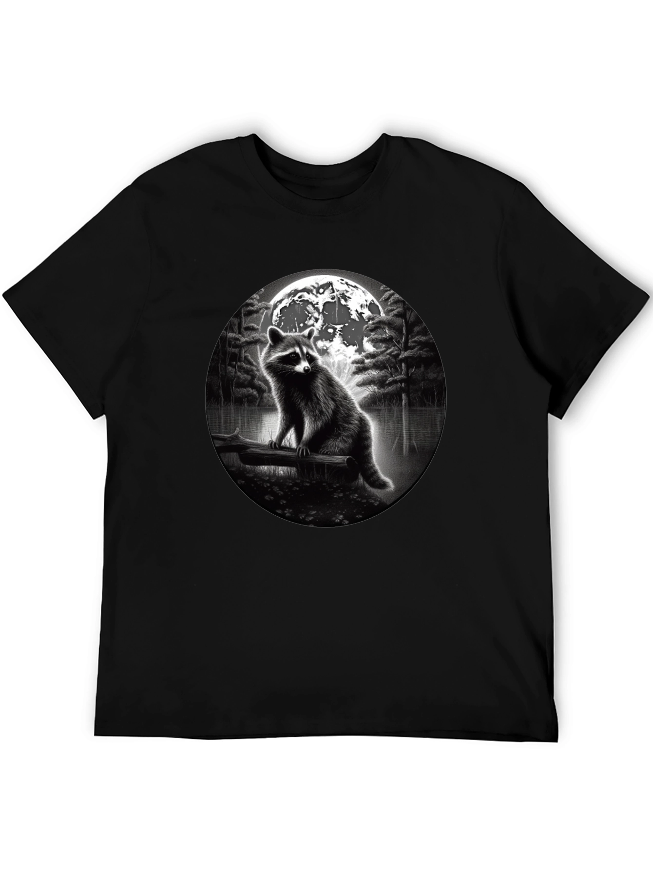 Black Raccoon Moon T-Shirt - Black view 5