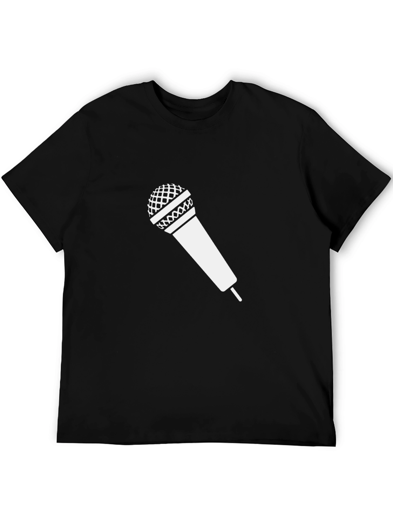 Black Microphone Graphic Tee - Black Cotton T-Shirt view 5