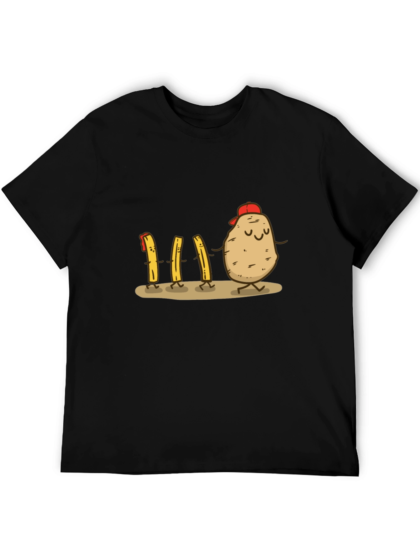 Black Funny Potato & Fries Graphic T-Shirt view 5