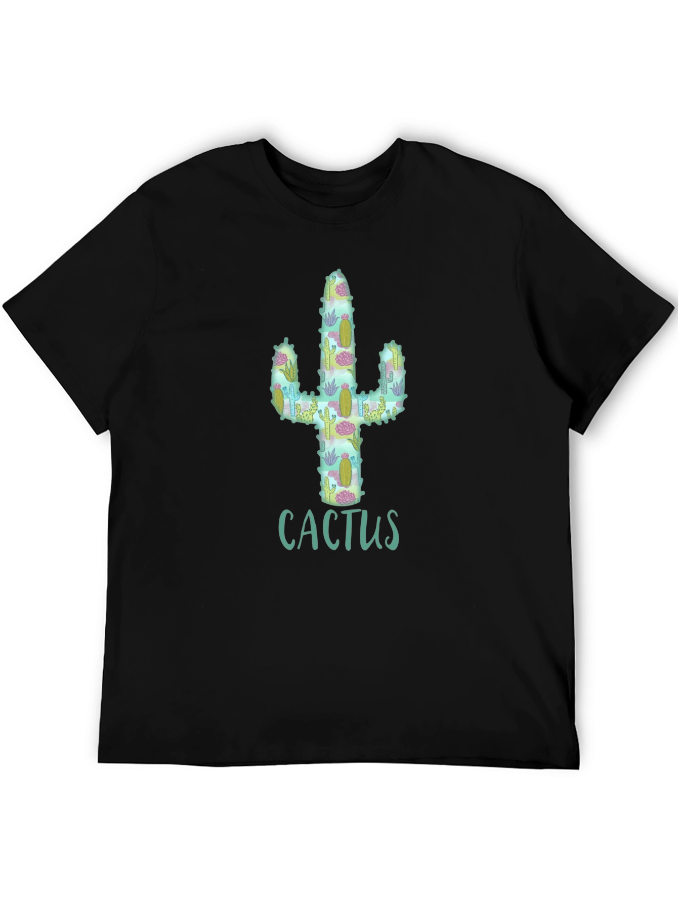 Black Cactus Pattern Graphic T-Shirt view 5