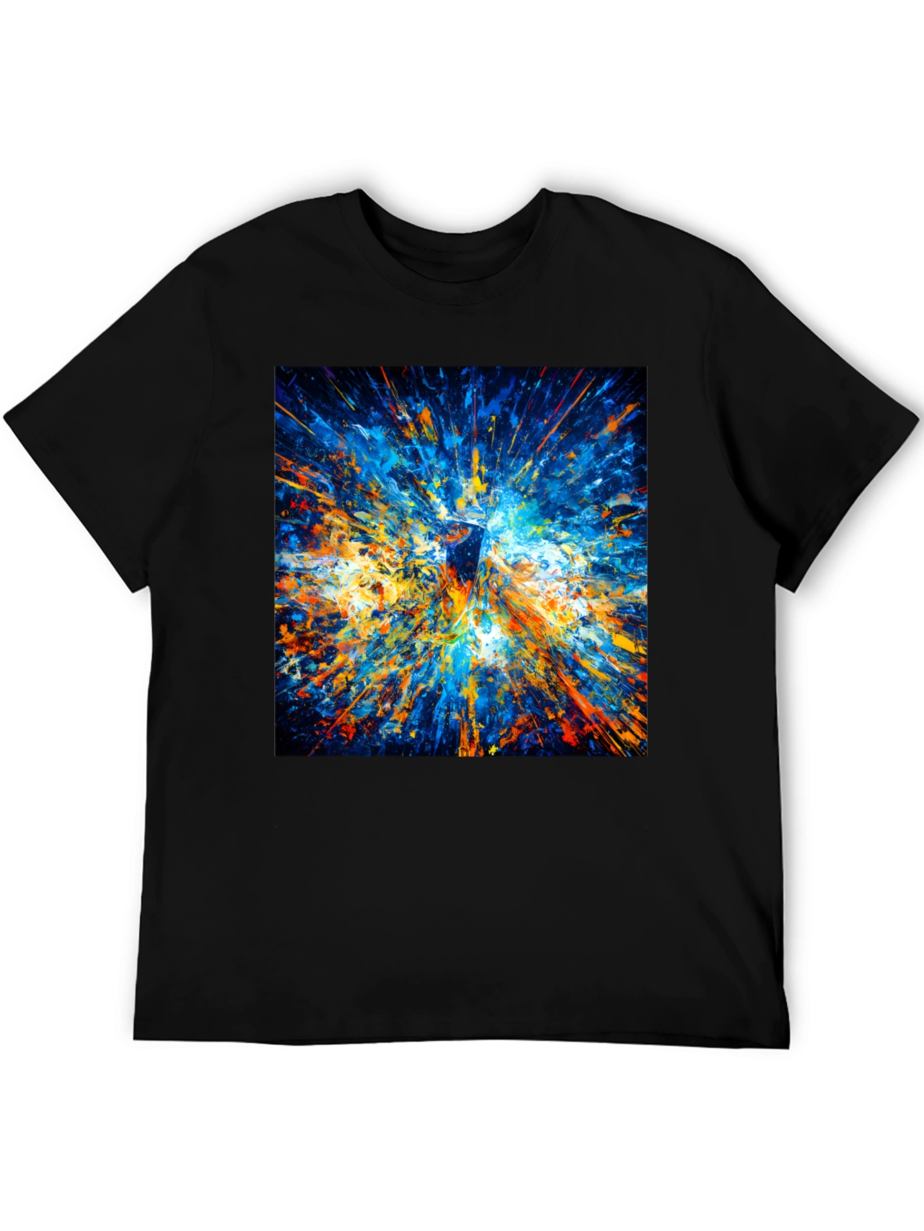 Black Abstract Explosion Art Men's Black T-Shirt view 5