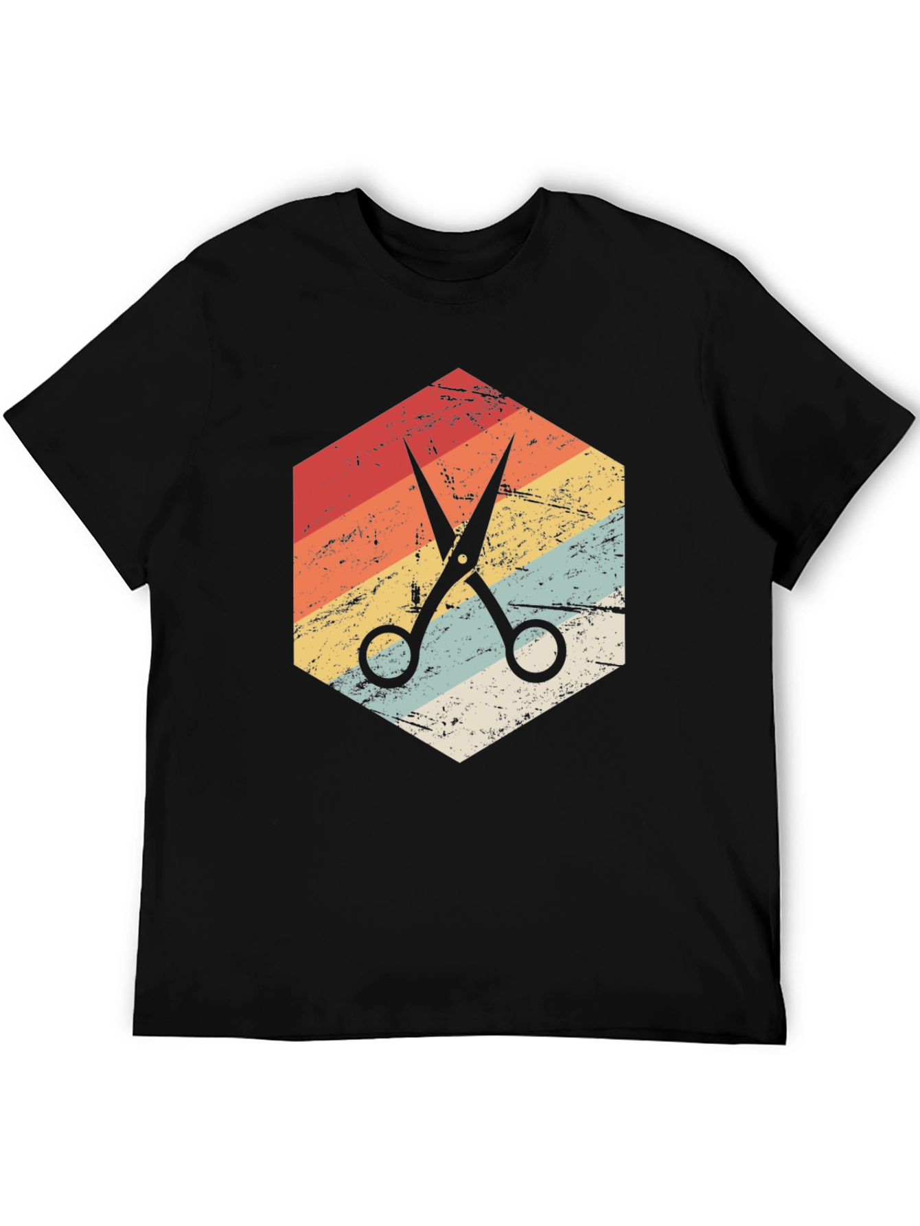 Black Retro Barber Scissors Graphic Tee view 5