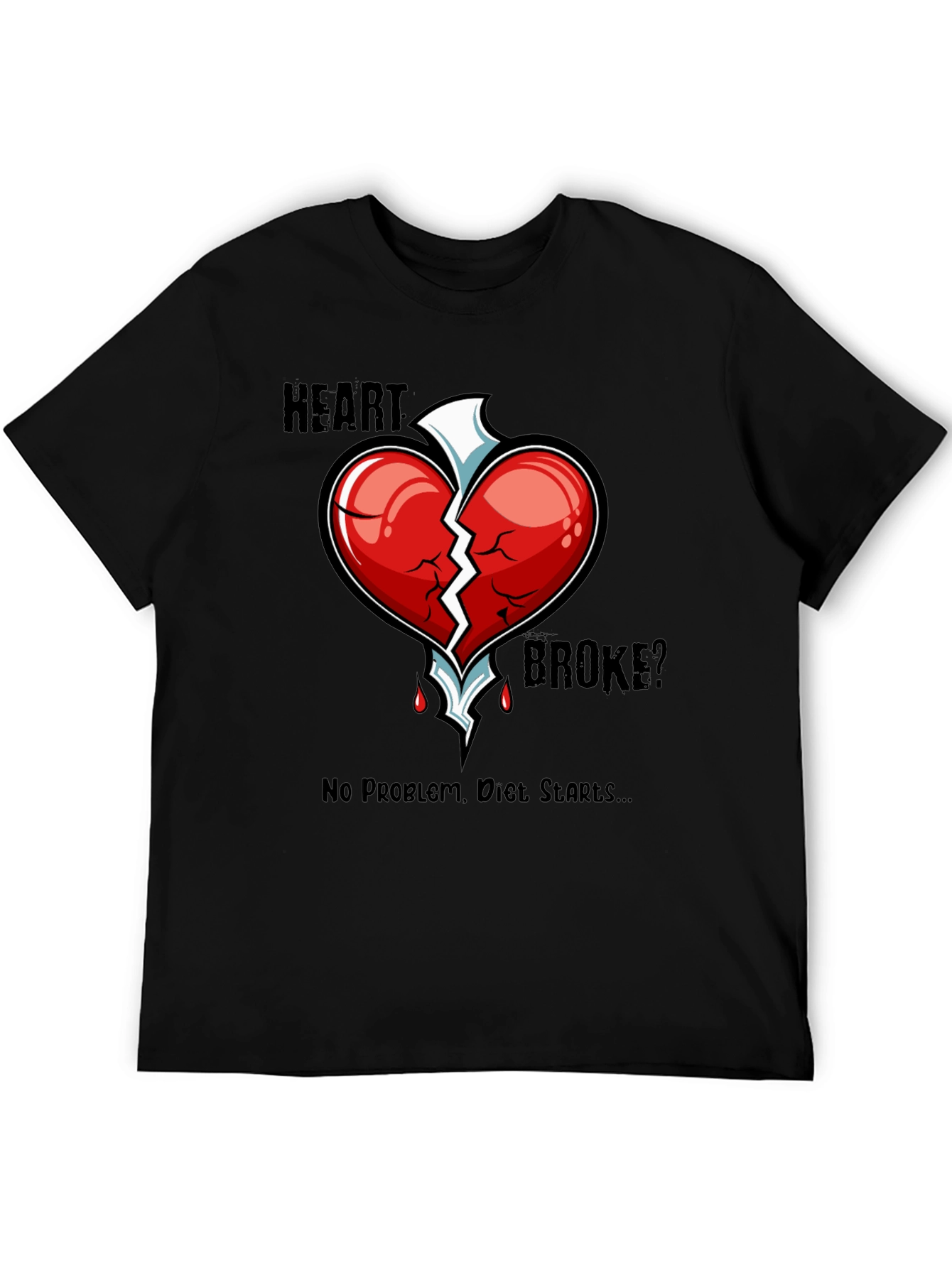 Black Heart Broke? Diet Starts T-Shirt - Funny Graphic Tee view 5