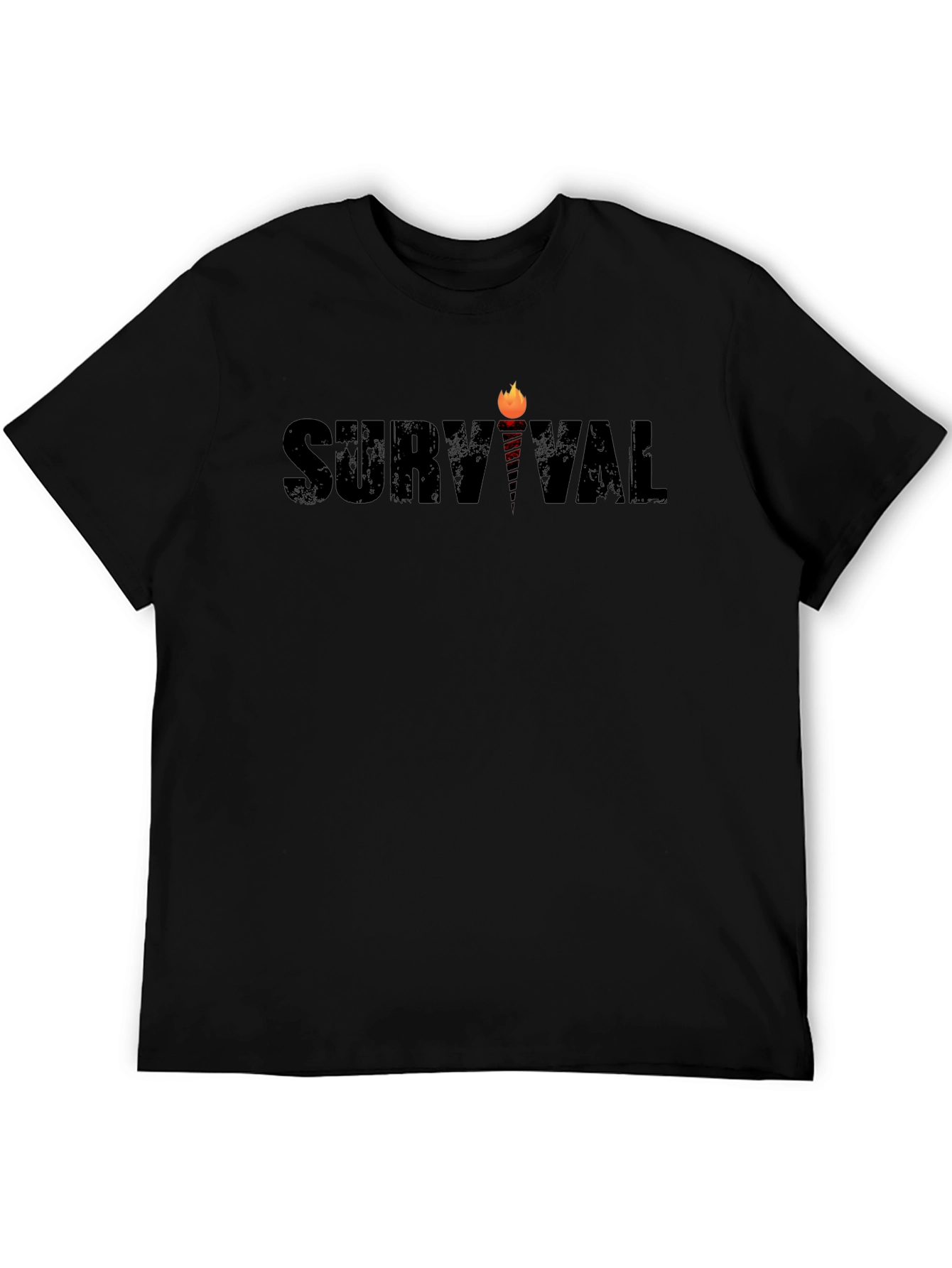 Black Survival Graphic Print Crew Neck T-Shirt view 5