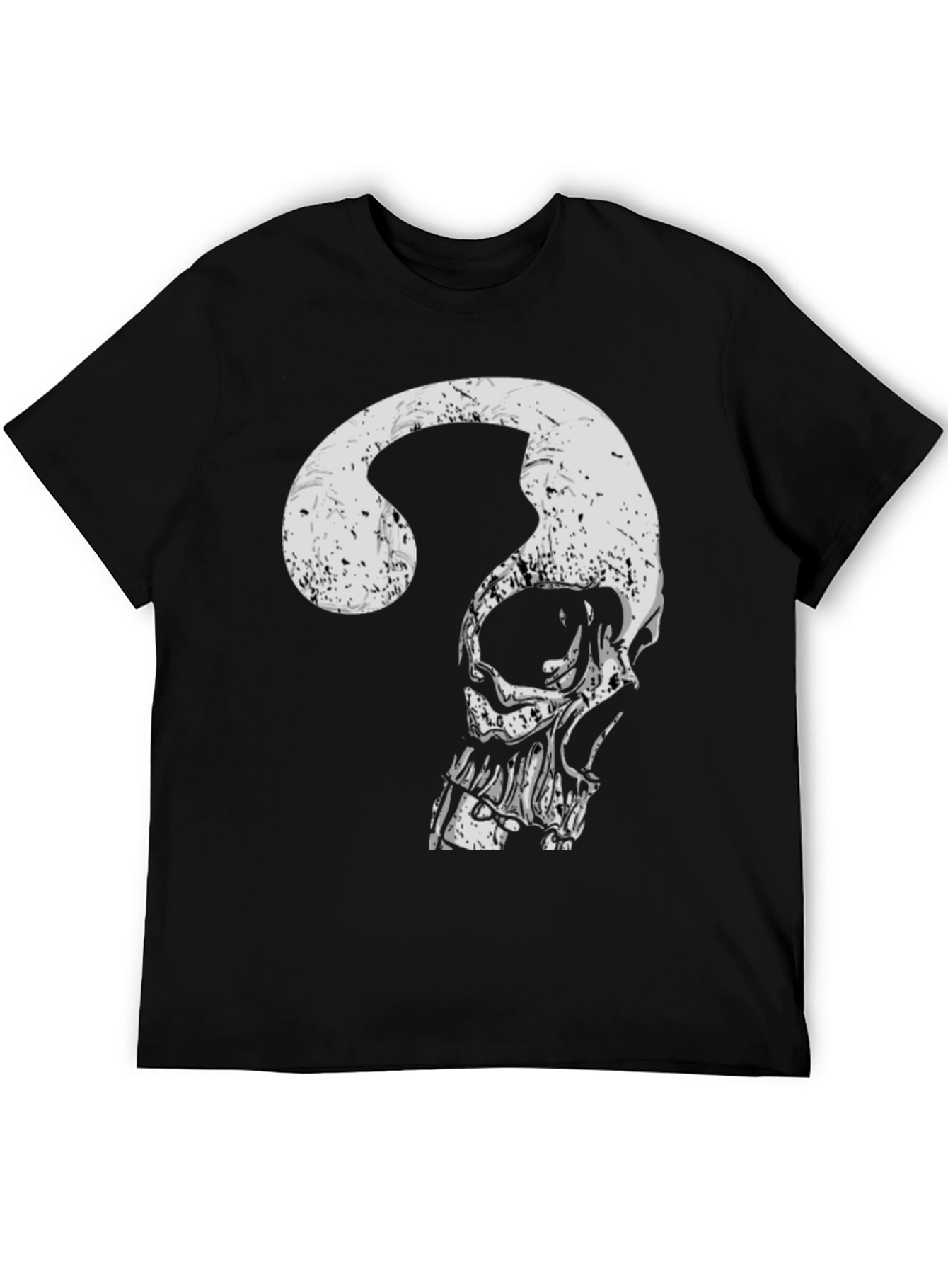Black Skull Question Mark Graphic Tee - Men's Black T-Shirt view 5