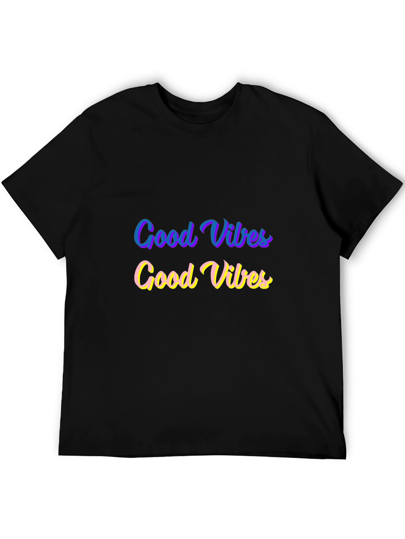 Black Good Vibes Graphic Tee - Black Cotton Comfort view 5