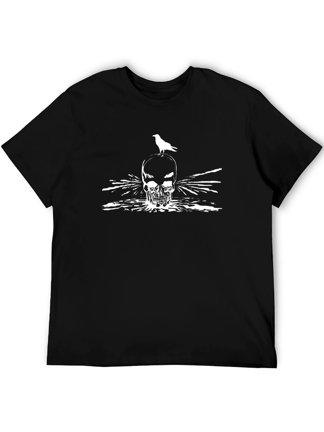 Black Skull & Crow Graphic Tee - Men's Black T-Shirt view 5