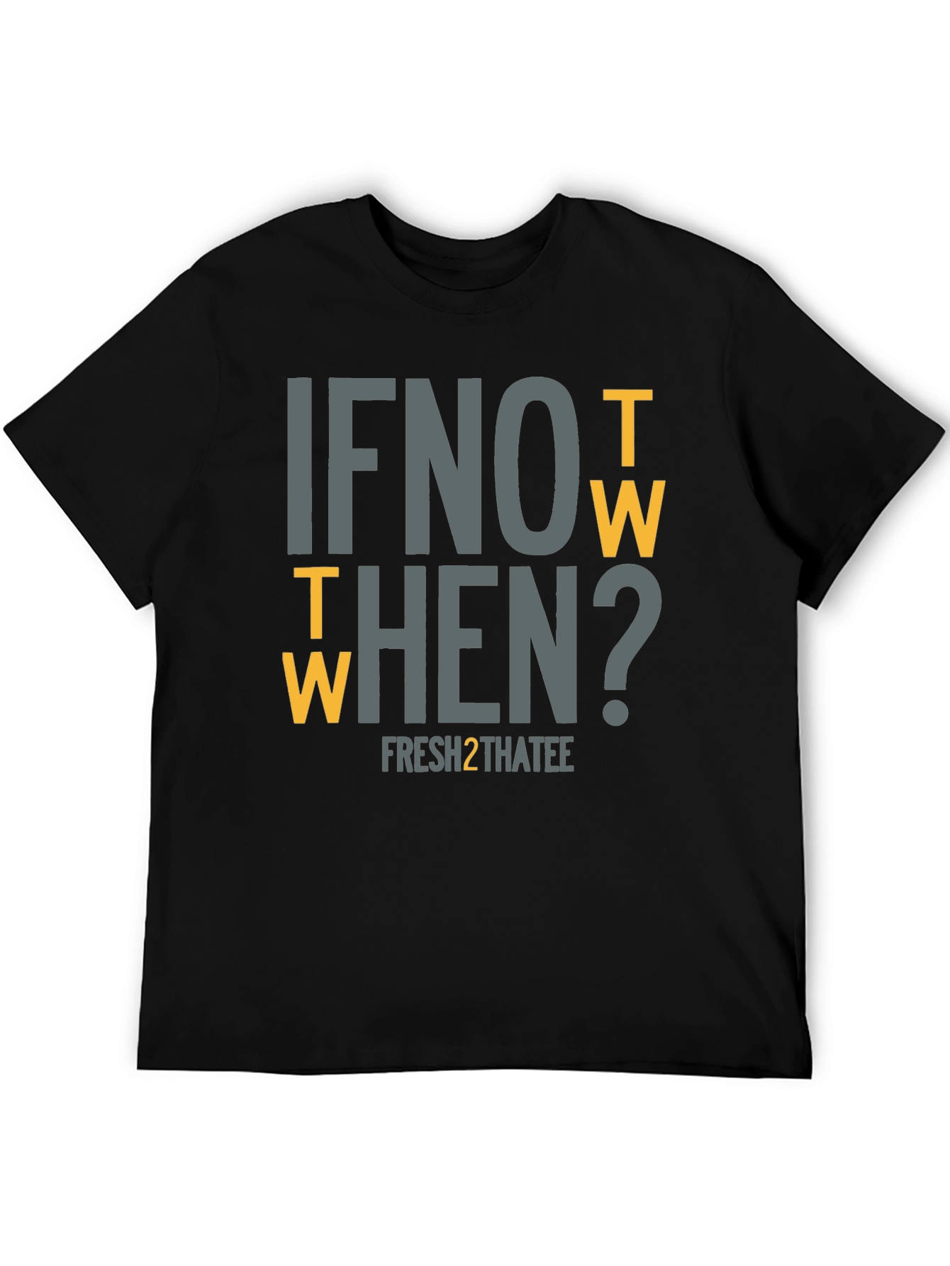 Black If Not Now Then When? Graphic T-Shirt view 5